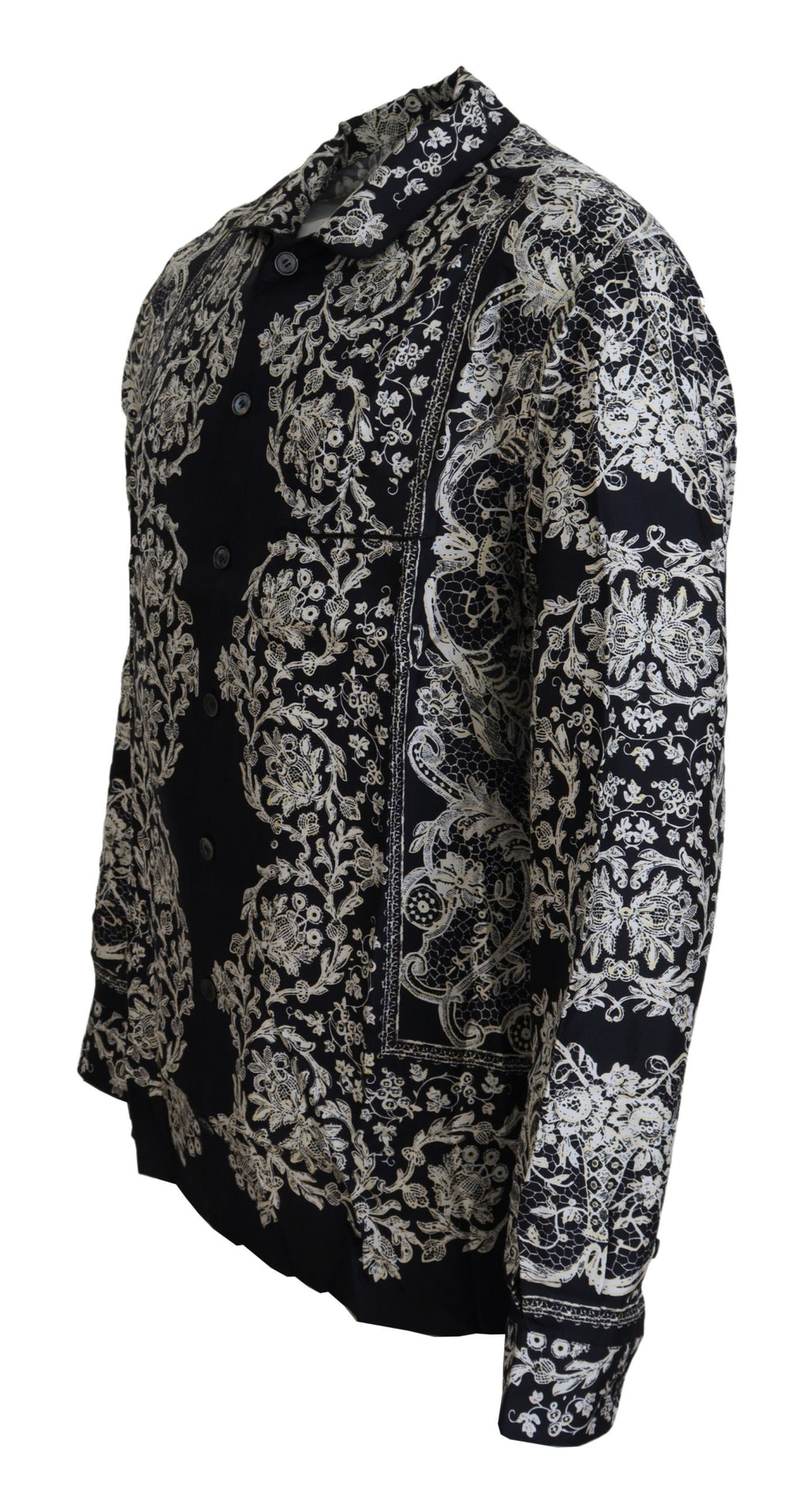 Dolce &amp; Gabbana Elegantes Satinhemd mit Blumenmuster und Barockmotiv