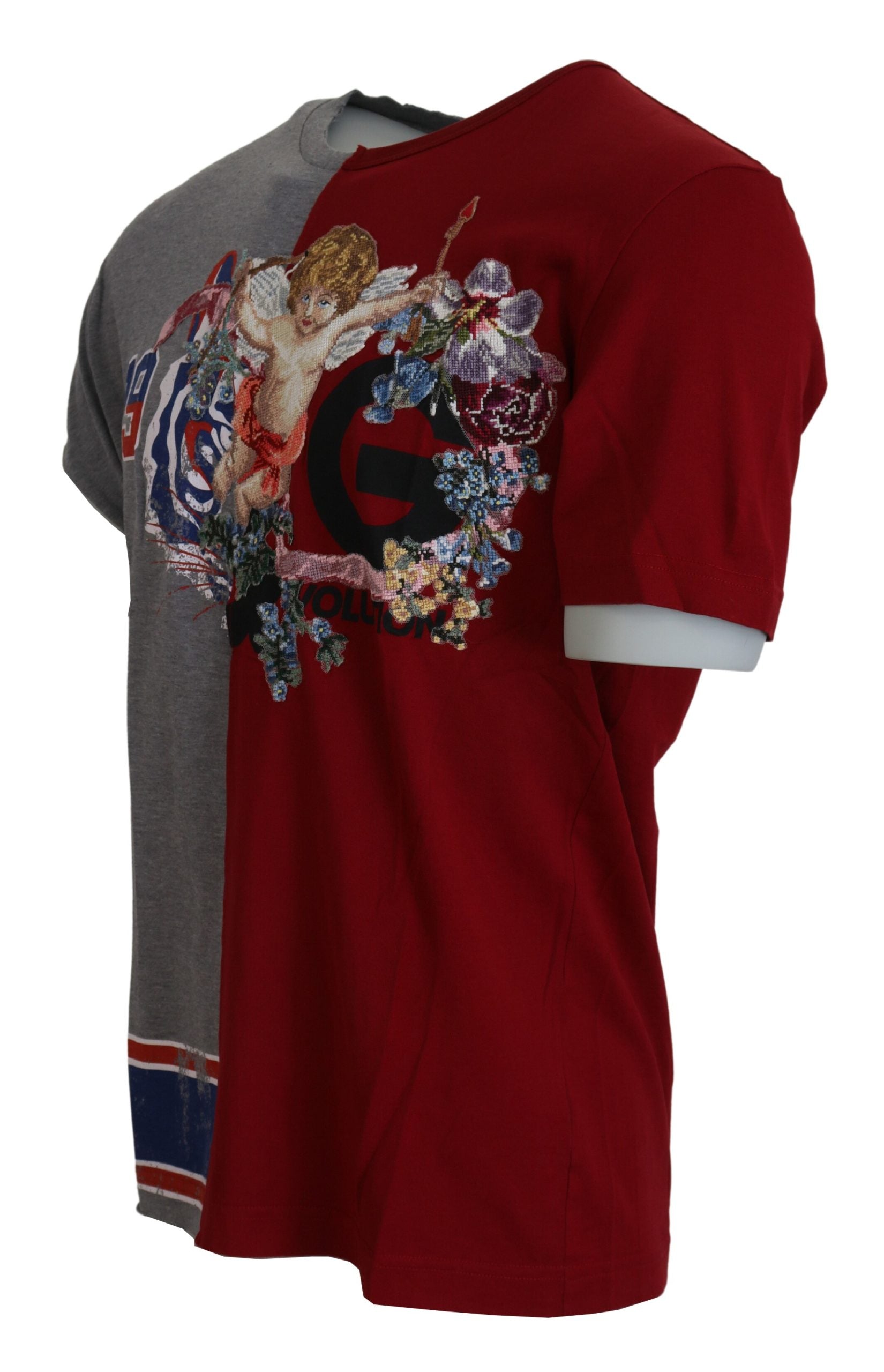 Dolce &amp; Gabbana – T-Shirt mit Rundhalsausschnitt und Blumenengeln