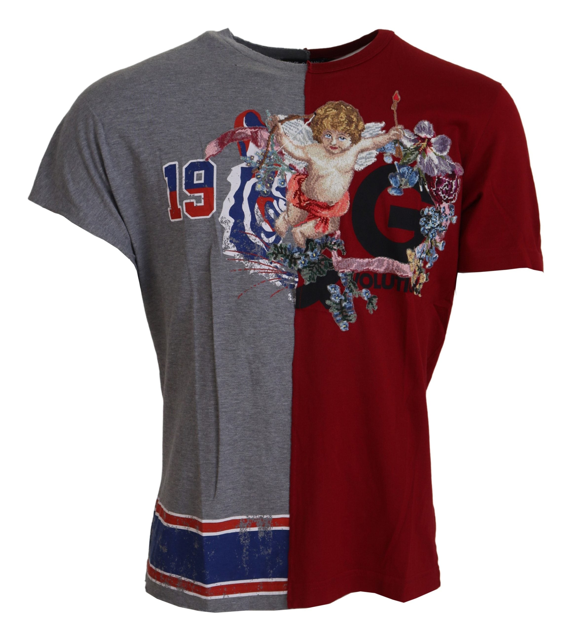 Dolce &amp; Gabbana – T-Shirt mit Rundhalsausschnitt und Blumenengeln
