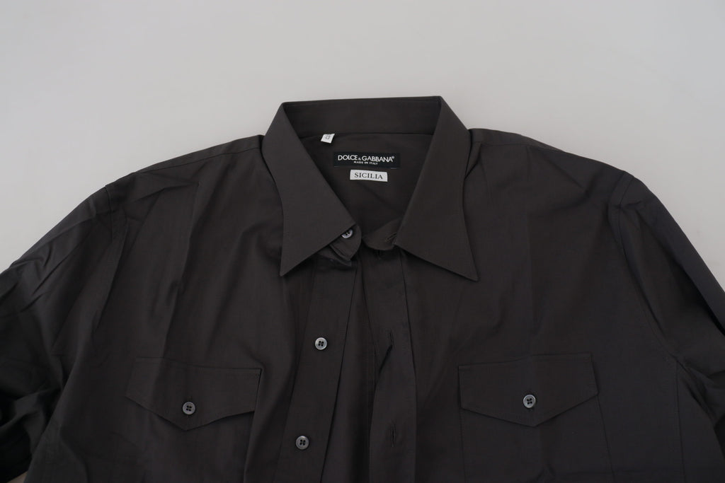 Dolce &amp; Gabbana Elegantes, graues Slim Fit-Hemd „Sicilia“