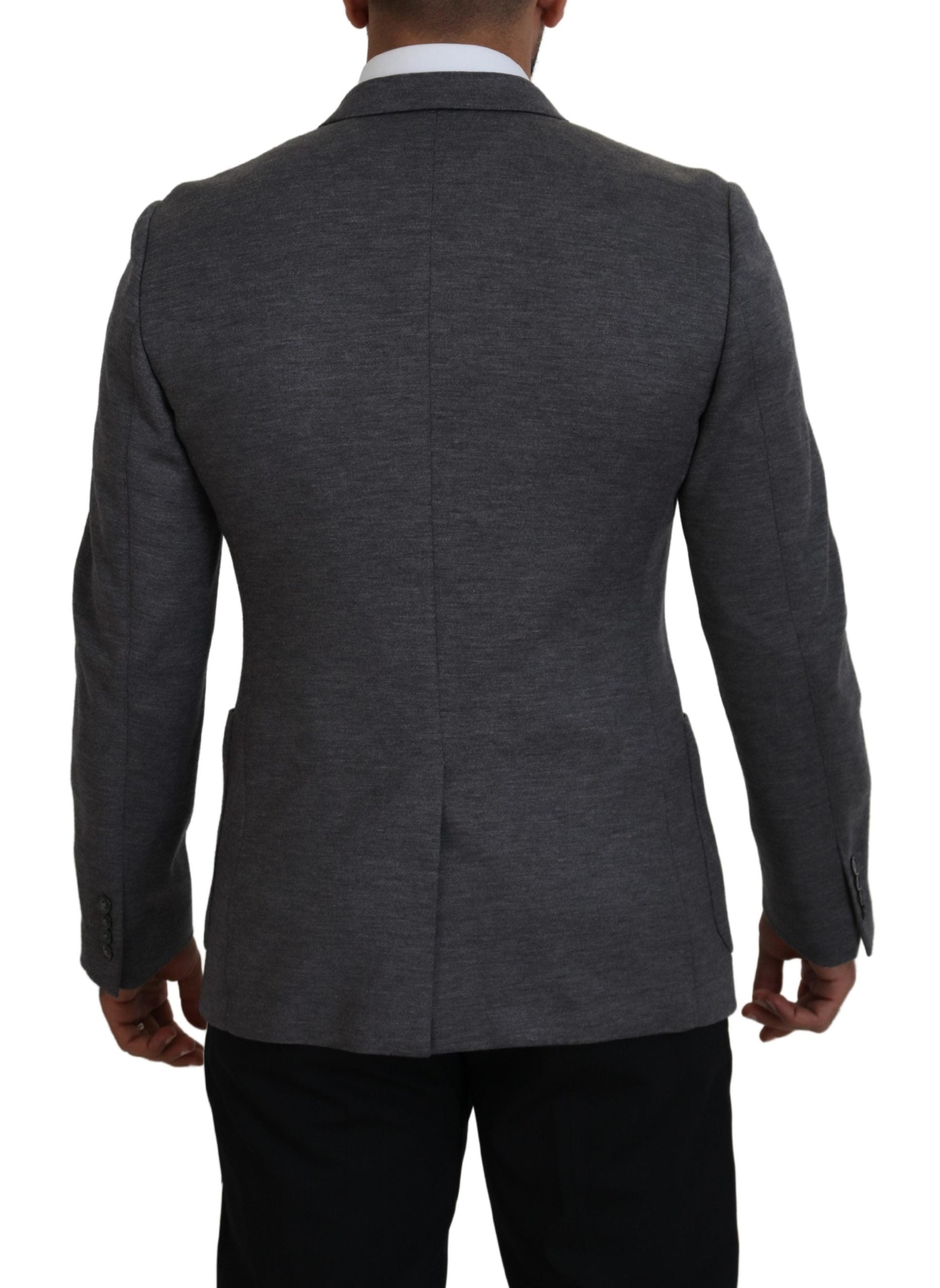 Dolce &amp; Gabbana Eleganter grauer Wollblazer mit Bienenkronenstickerei