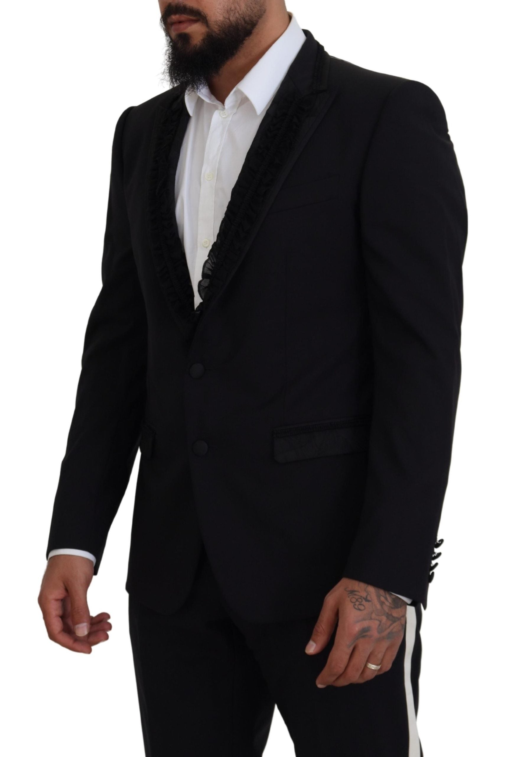 Dolce &amp; Gabbana Eleganter schwarzer Abendblazer mit Seidenfutter