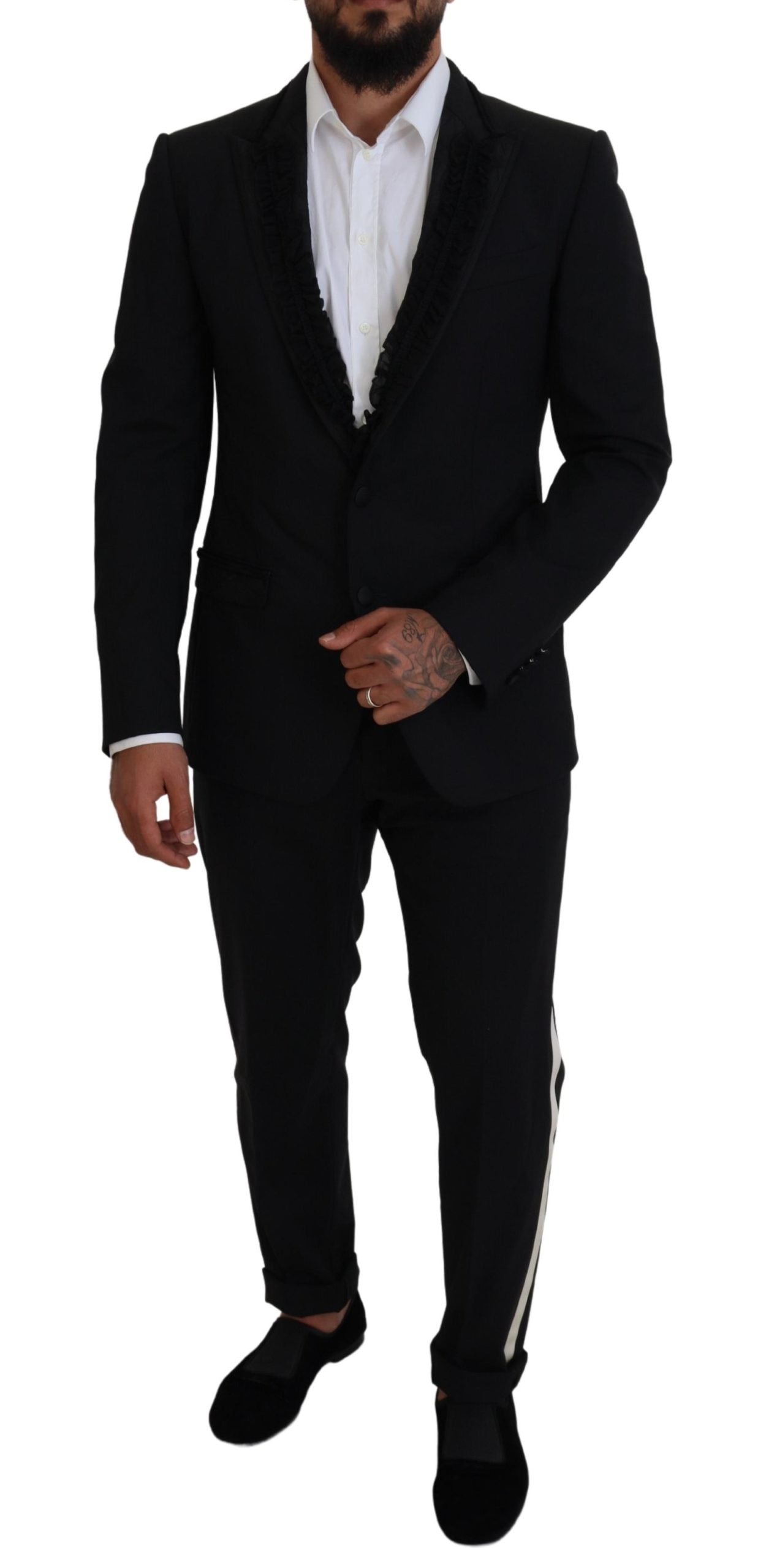 Dolce &amp; Gabbana Eleganter schwarzer Abendblazer mit Seidenfutter