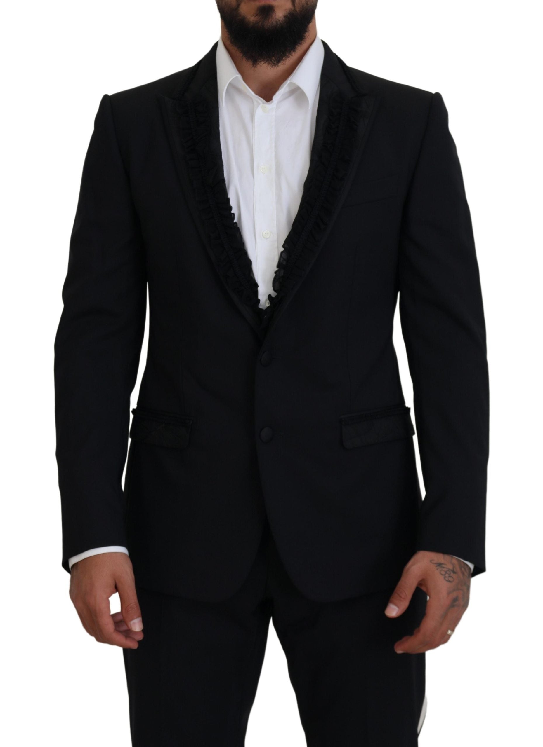 Dolce &amp; Gabbana Eleganter schwarzer Abendblazer mit Seidenfutter