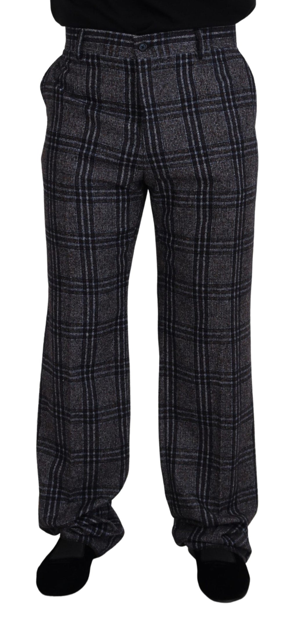 Dolce &amp; Gabbana – Elegante Hose aus grau karierter Alpaka-Mischung