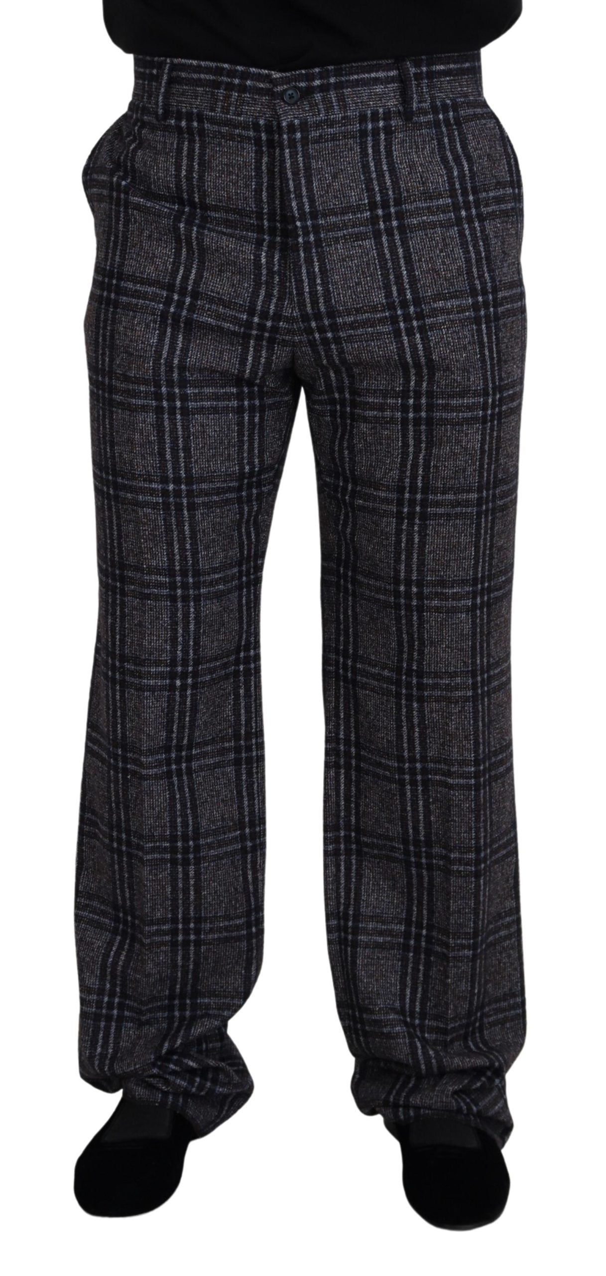 Dolce &amp; Gabbana – Elegante Hose aus grau karierter Alpaka-Mischung