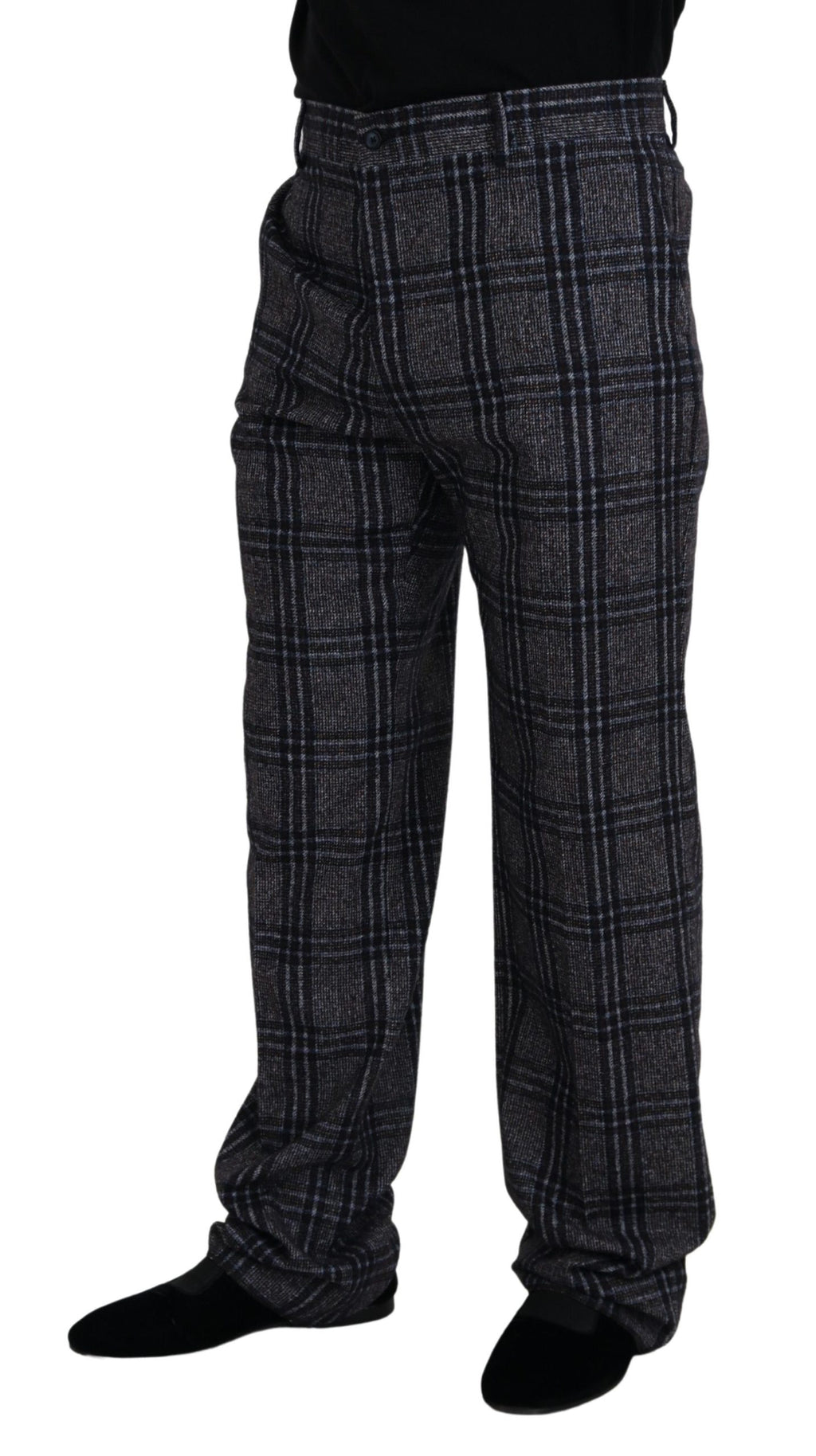 Dolce &amp; Gabbana – Elegante Hose aus grau karierter Alpaka-Mischung