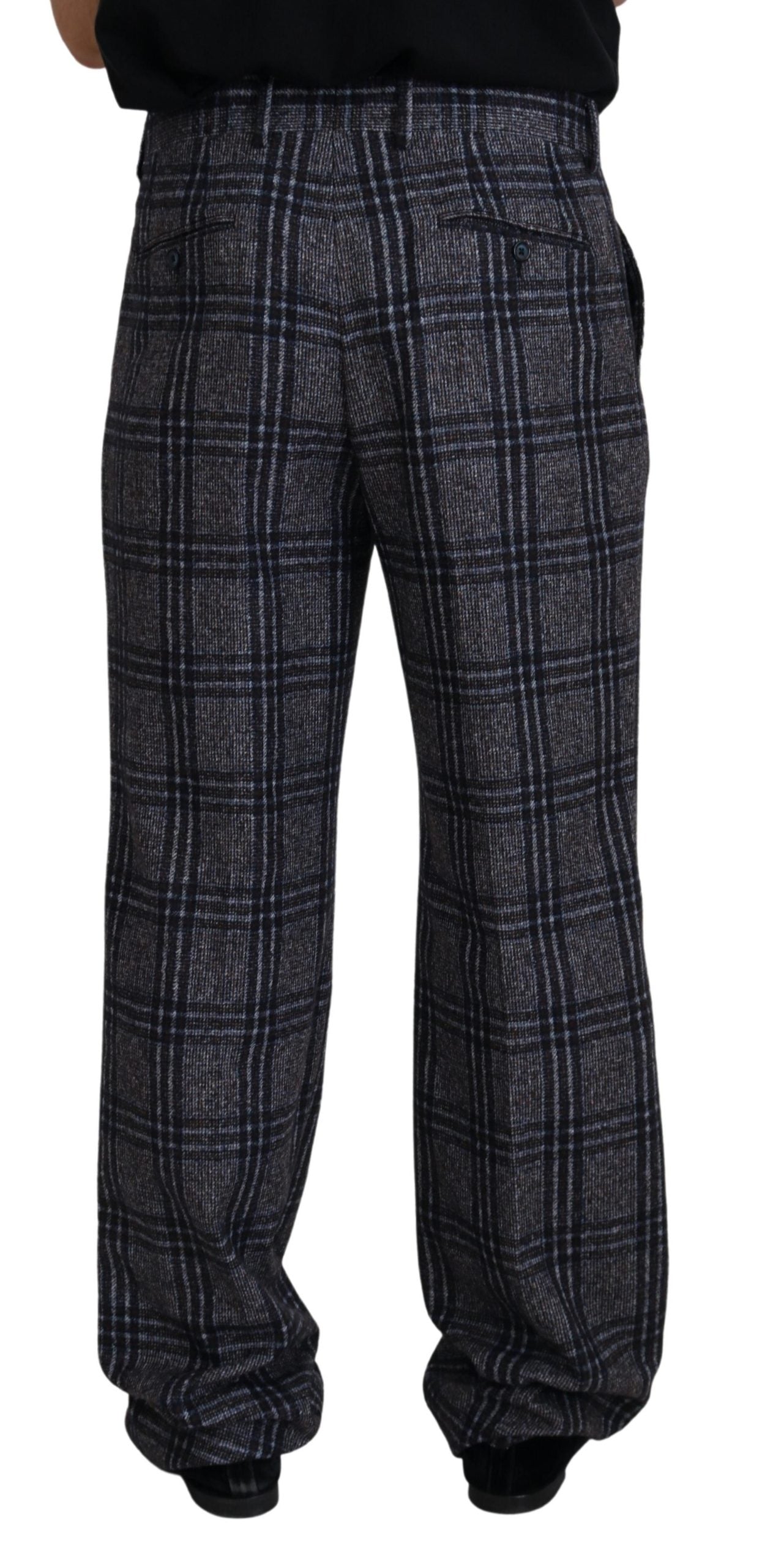 Dolce &amp; Gabbana – Elegante Hose aus grau karierter Alpaka-Mischung