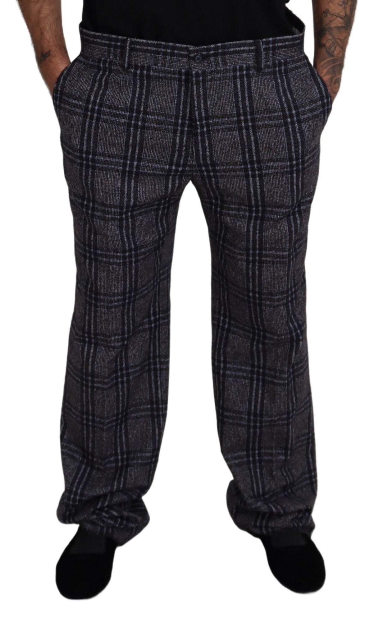 Dolce &amp; Gabbana – Elegante Hose aus grau karierter Alpaka-Mischung
