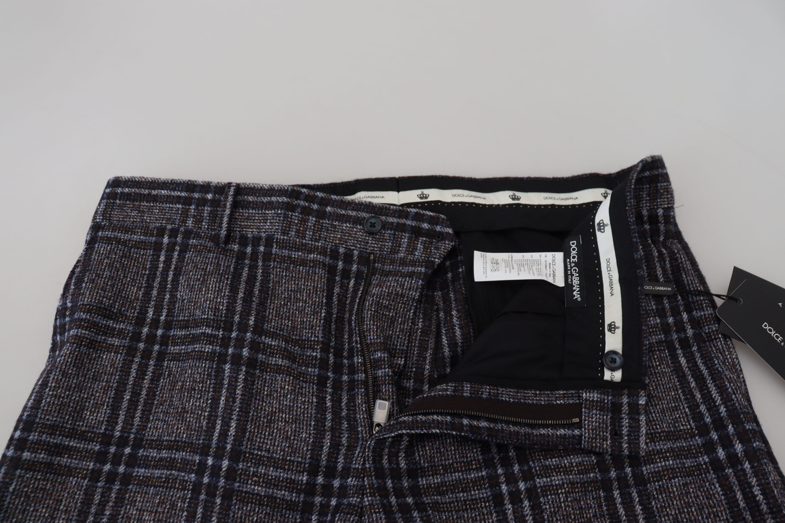Dolce &amp; Gabbana – Elegante Hose aus grau karierter Alpaka-Mischung