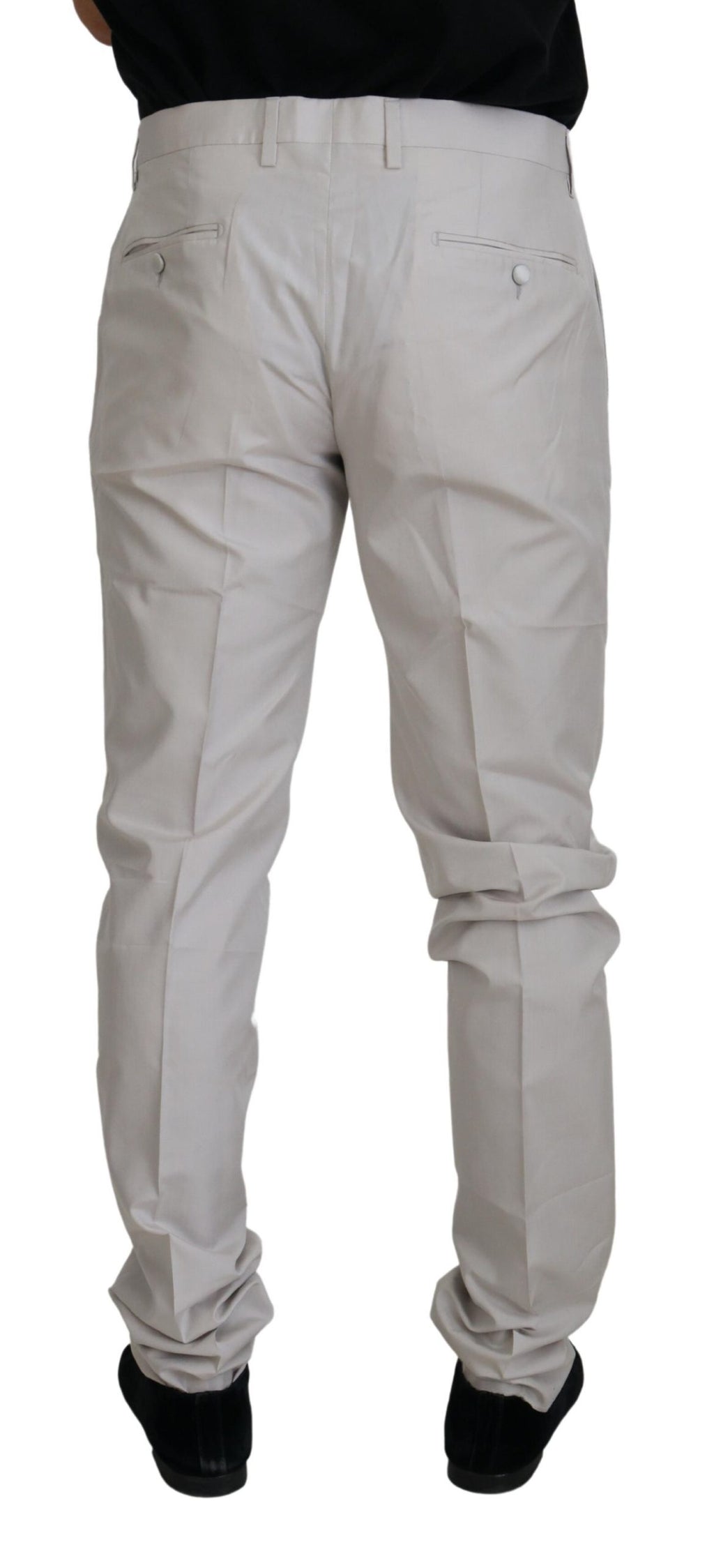 Dolce &amp; Gabbana – Chinohose aus Seide mit mittlerer Taille in Off-White