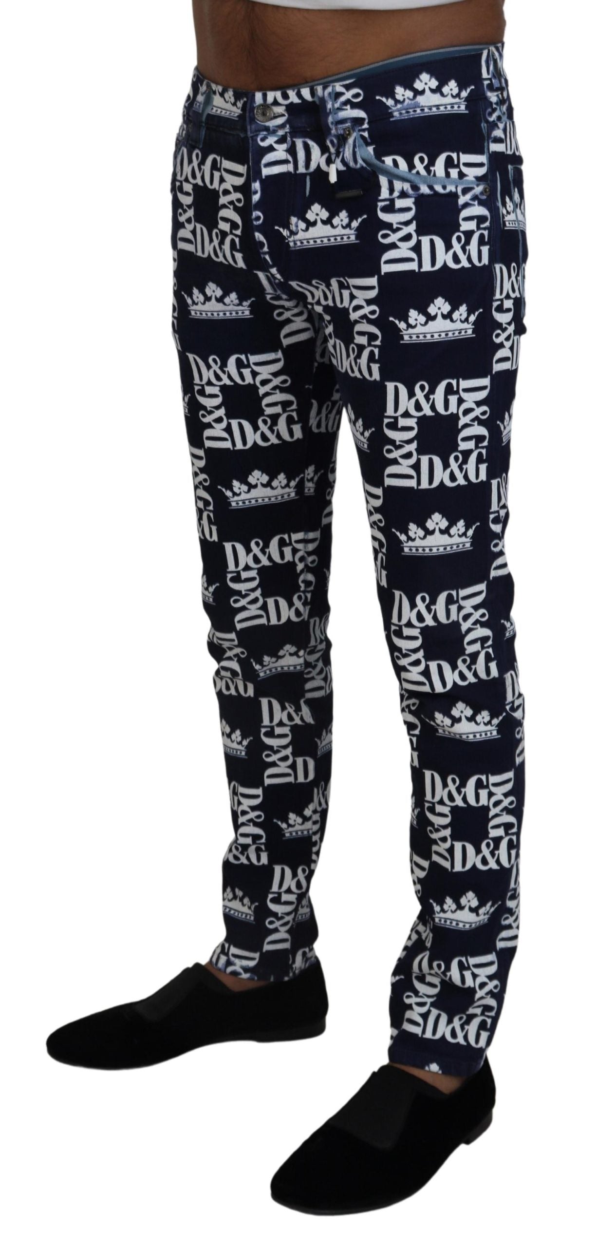 Dolce &amp; Gabbana Elegante Jeanshose mit Kronen-Print