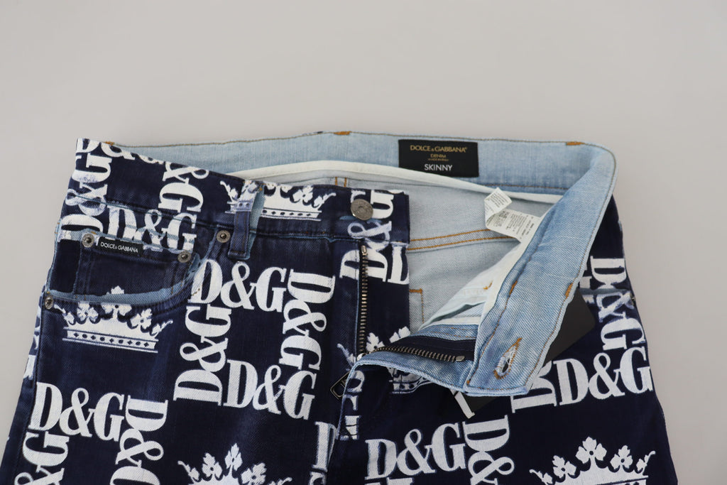 Dolce &amp; Gabbana Elegante Jeanshose mit Kronen-Print