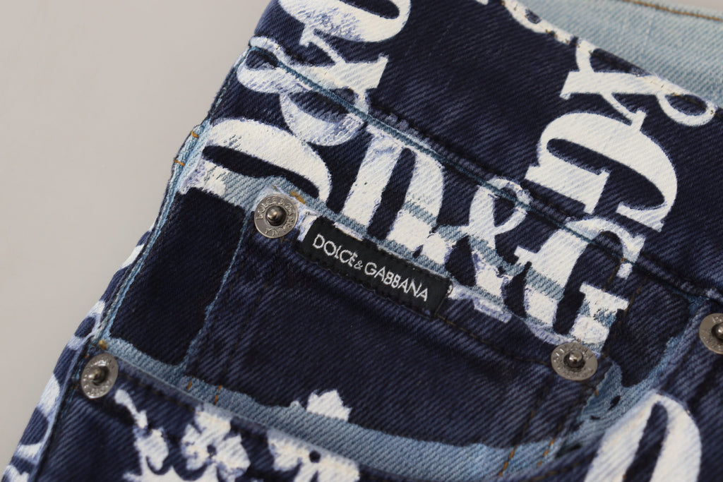 Dolce &amp; Gabbana Elegante Jeanshose mit Kronen-Print