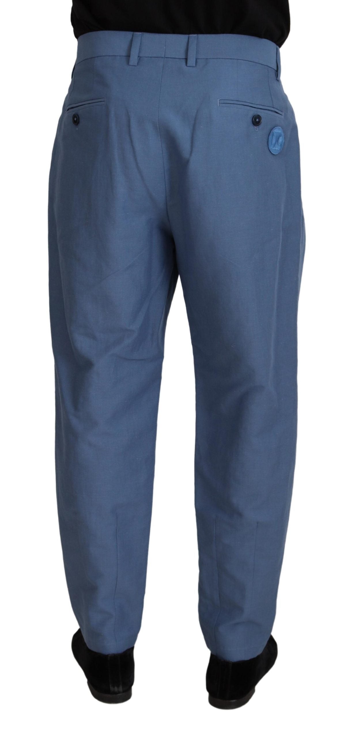 Dolce &amp; Gabbana Elegante blaue Hose aus Leinen und Baumwolle