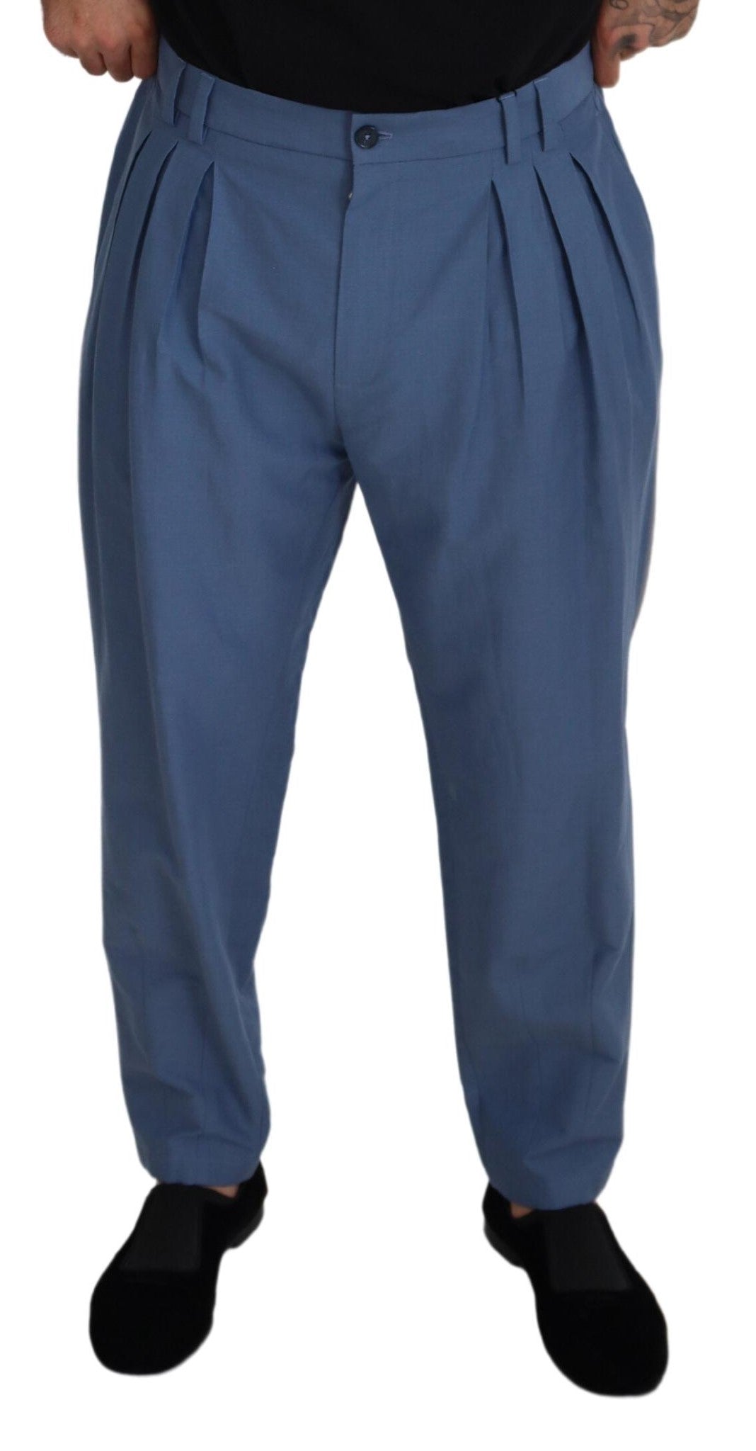 Dolce &amp; Gabbana Elegante blaue Hose aus Leinen und Baumwolle