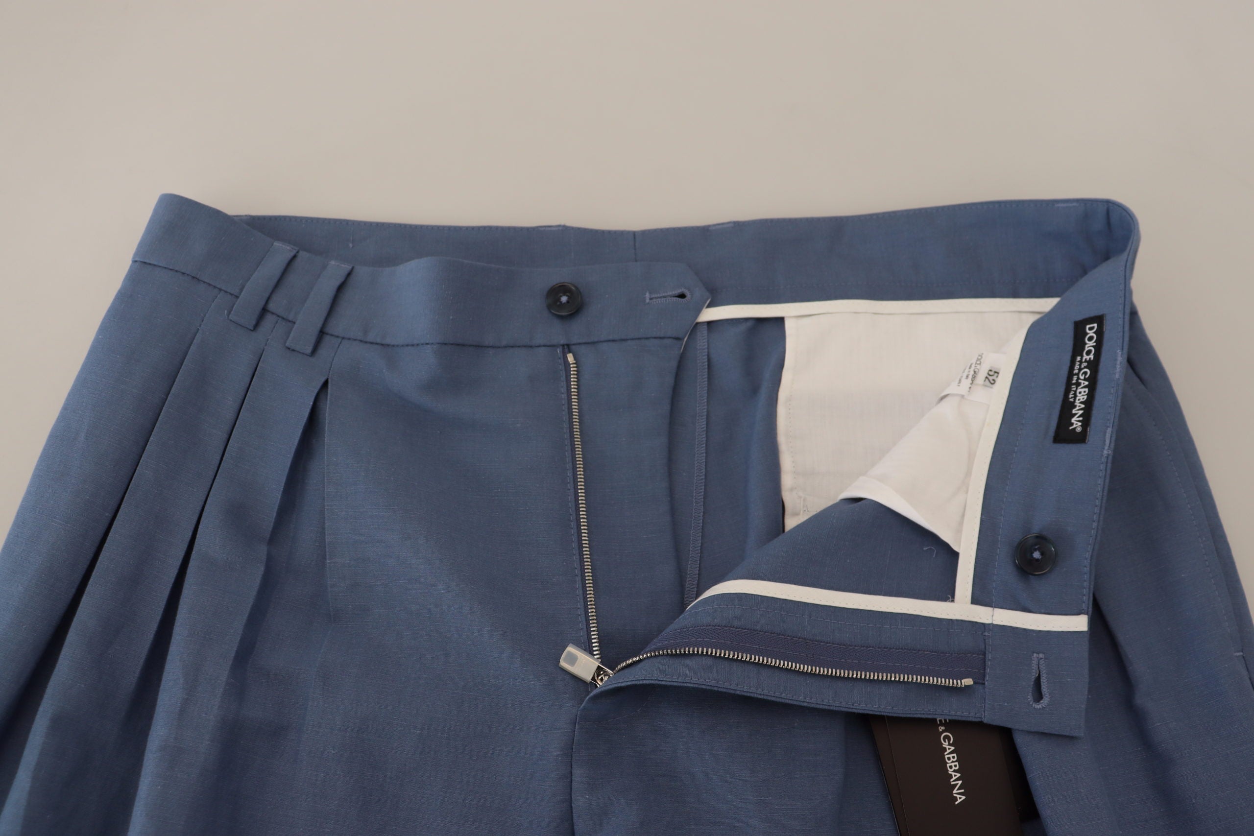 Dolce &amp; Gabbana Elegante blaue Hose aus Leinen und Baumwolle