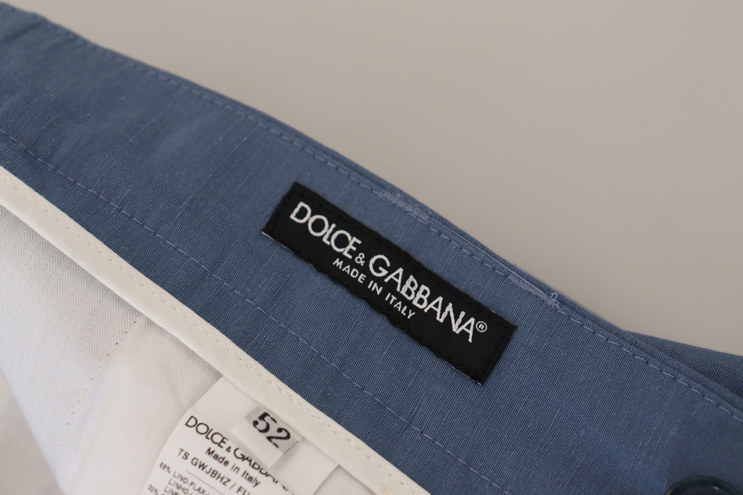 Dolce &amp; Gabbana Elegante blaue Hose aus Leinen und Baumwolle