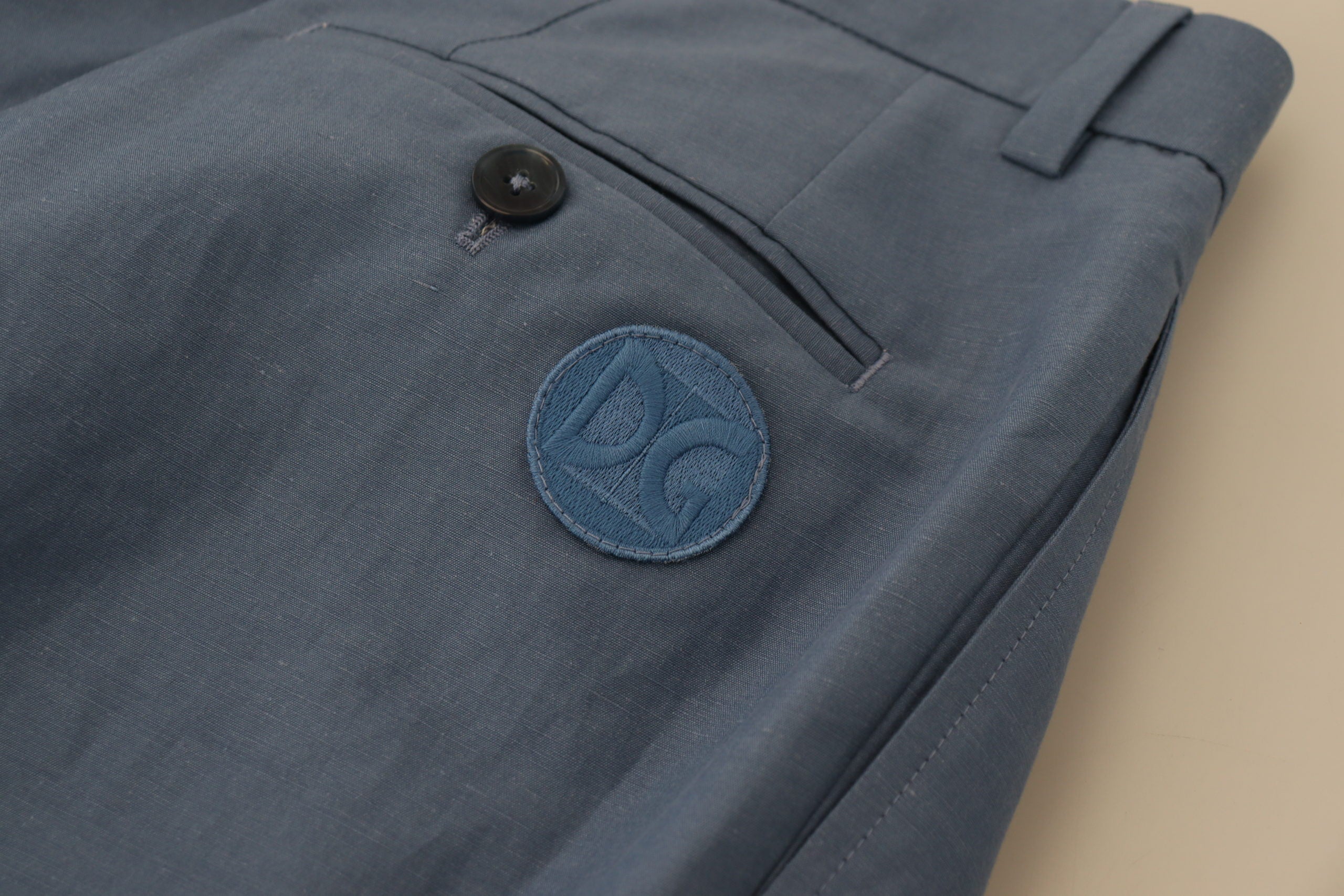 Dolce &amp; Gabbana Elegante blaue Hose aus Leinen und Baumwolle