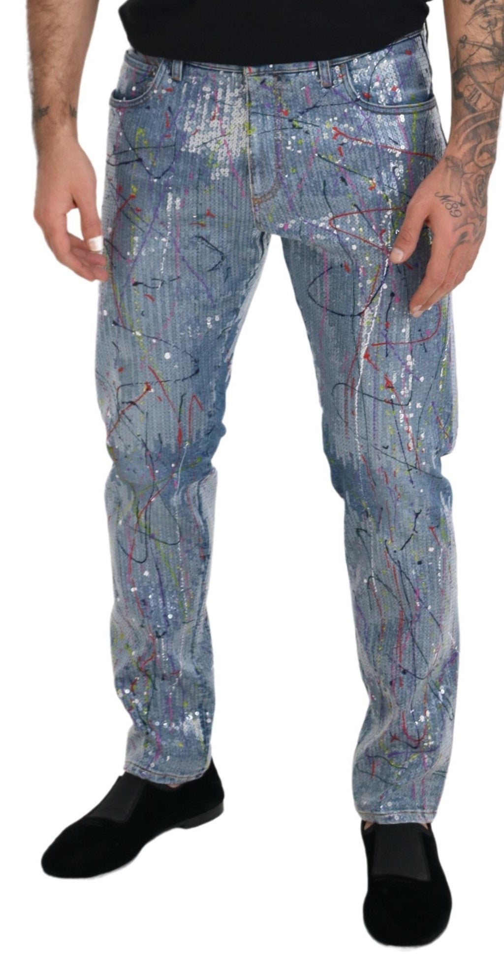 Dolce &amp; Gabbana – Exquisite Jeanshose mit Farbspritzern
