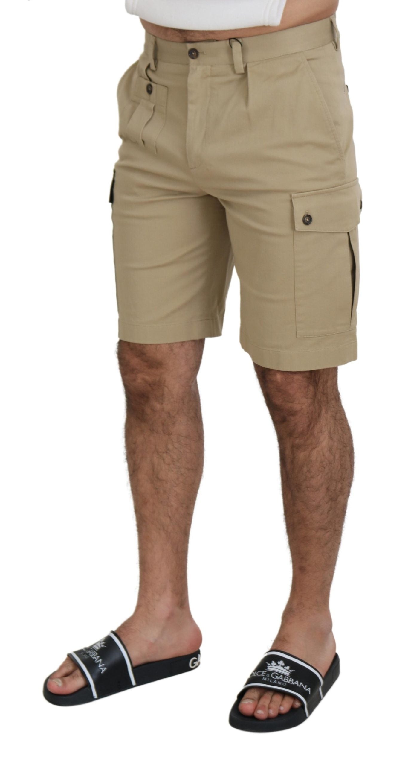 Dolce &amp; Gabbana Elegante Designer-Shorts aus Baumwollmischung in Beige
