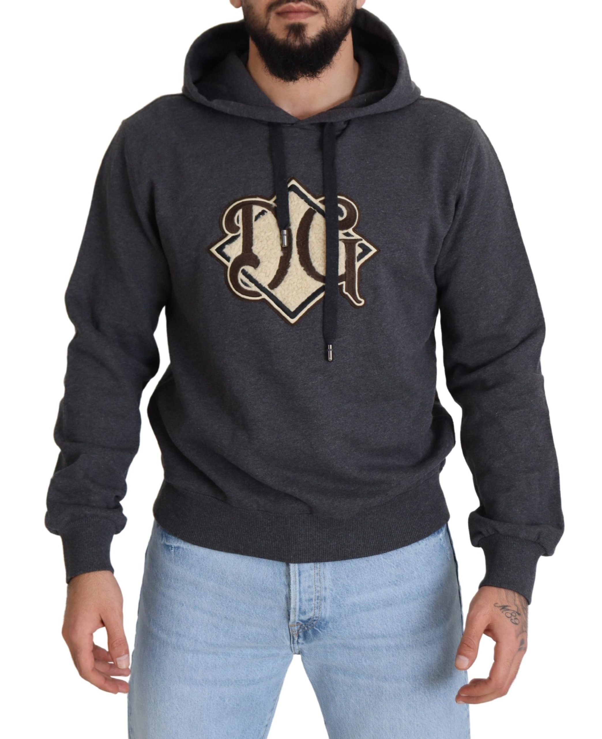 Dolce &amp; Gabbana Elegantes graues Kapuzensweatshirt aus Baumwolle