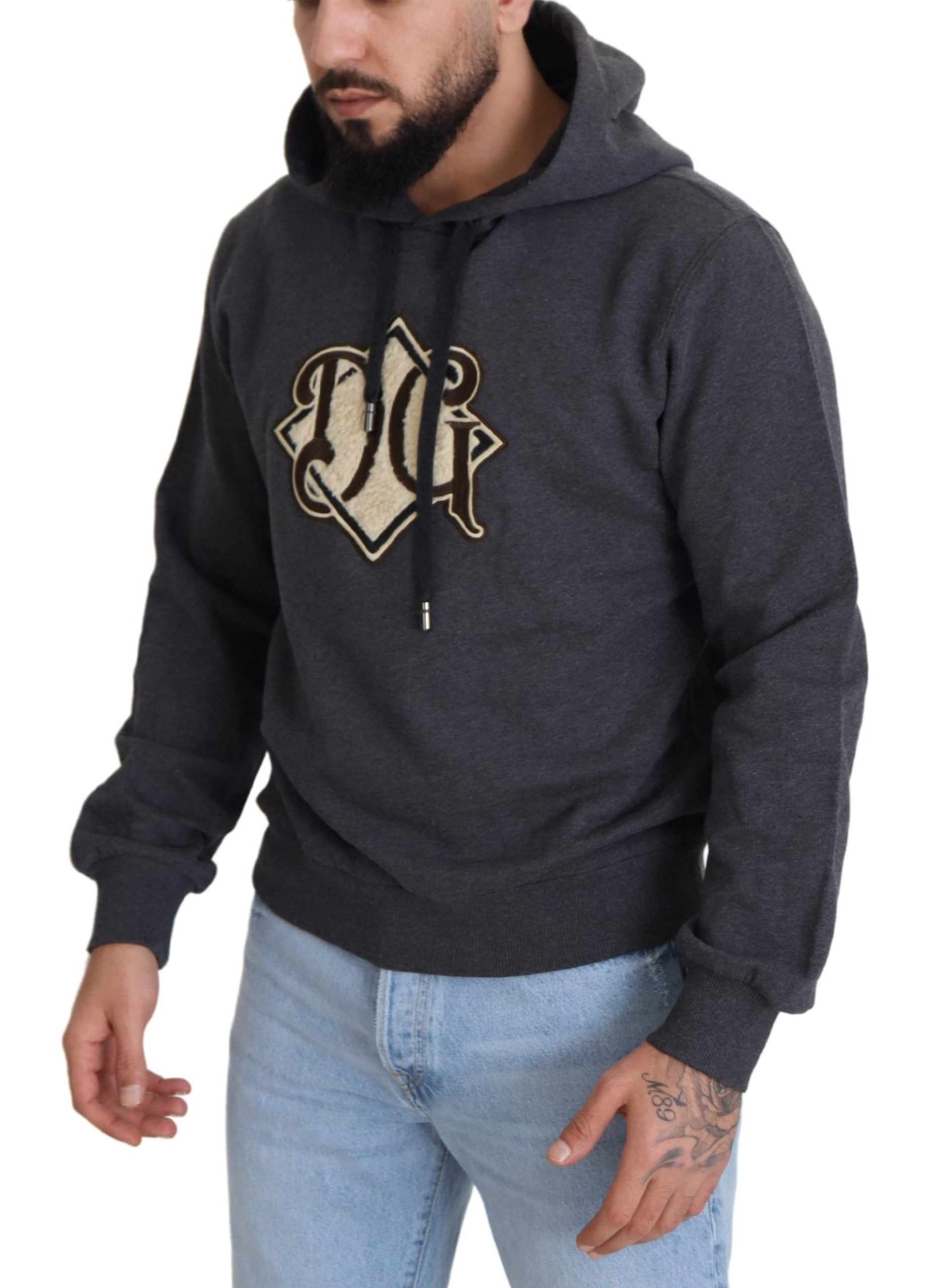 Dolce &amp; Gabbana Elegantes graues Kapuzensweatshirt aus Baumwolle