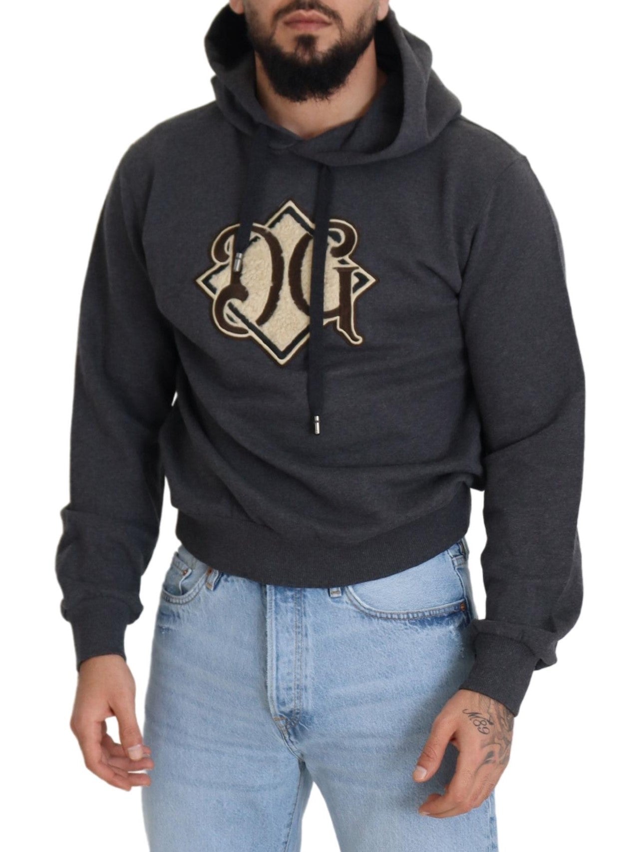 Dolce &amp; Gabbana Elegantes graues Kapuzensweatshirt aus Baumwolle