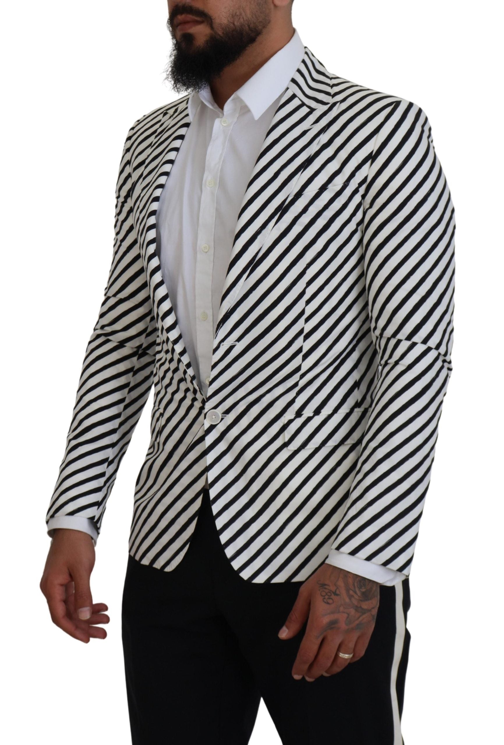 Dolce &amp; Gabbana Eleganter weiß gestreifter einreihiger Blazer