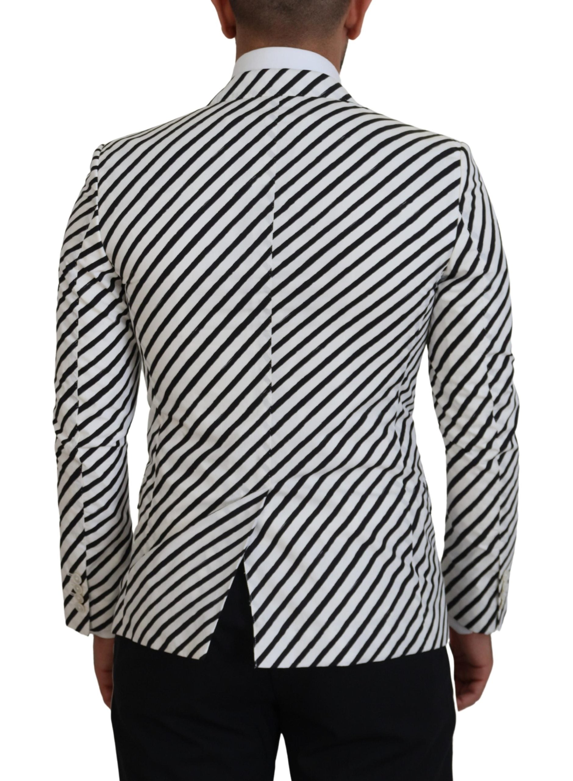Dolce &amp; Gabbana Eleganter weiß gestreifter einreihiger Blazer