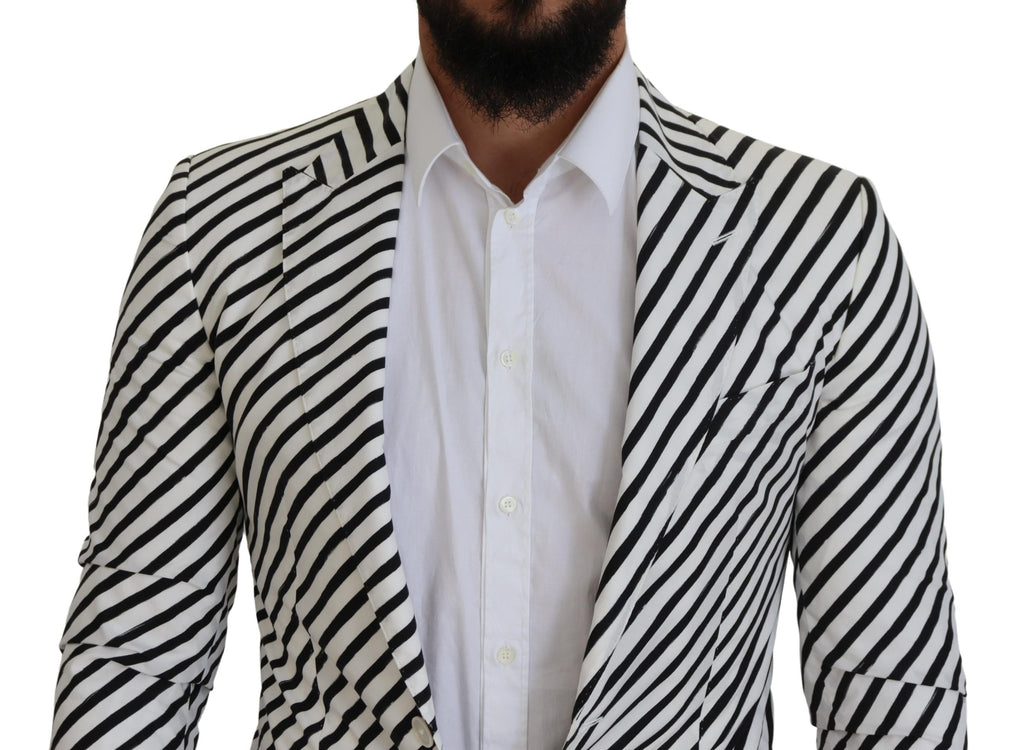 Dolce &amp; Gabbana Eleganter weiß gestreifter einreihiger Blazer