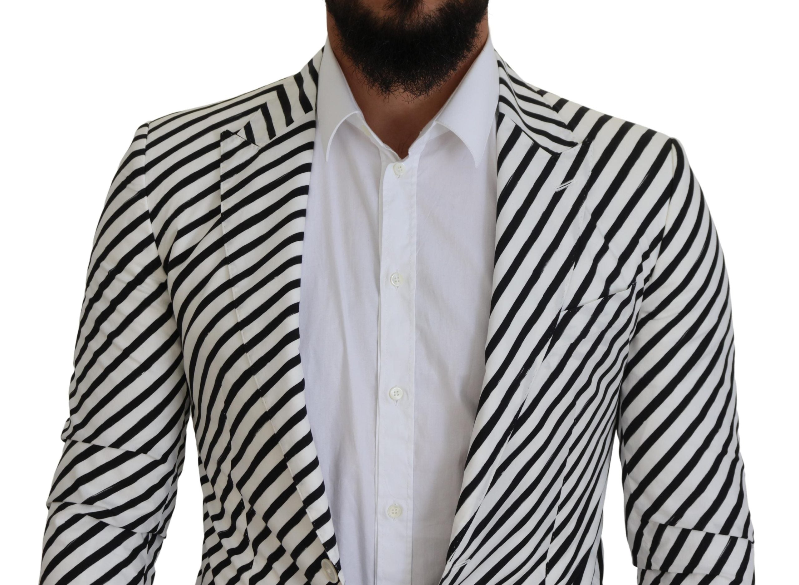 Dolce &amp; Gabbana Eleganter weiß gestreifter einreihiger Blazer