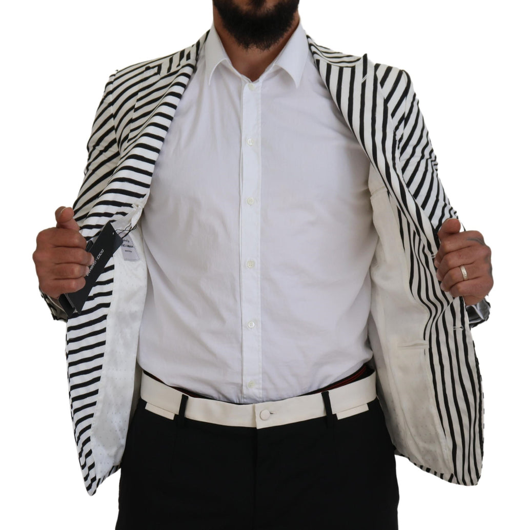 Dolce &amp; Gabbana Eleganter weiß gestreifter einreihiger Blazer