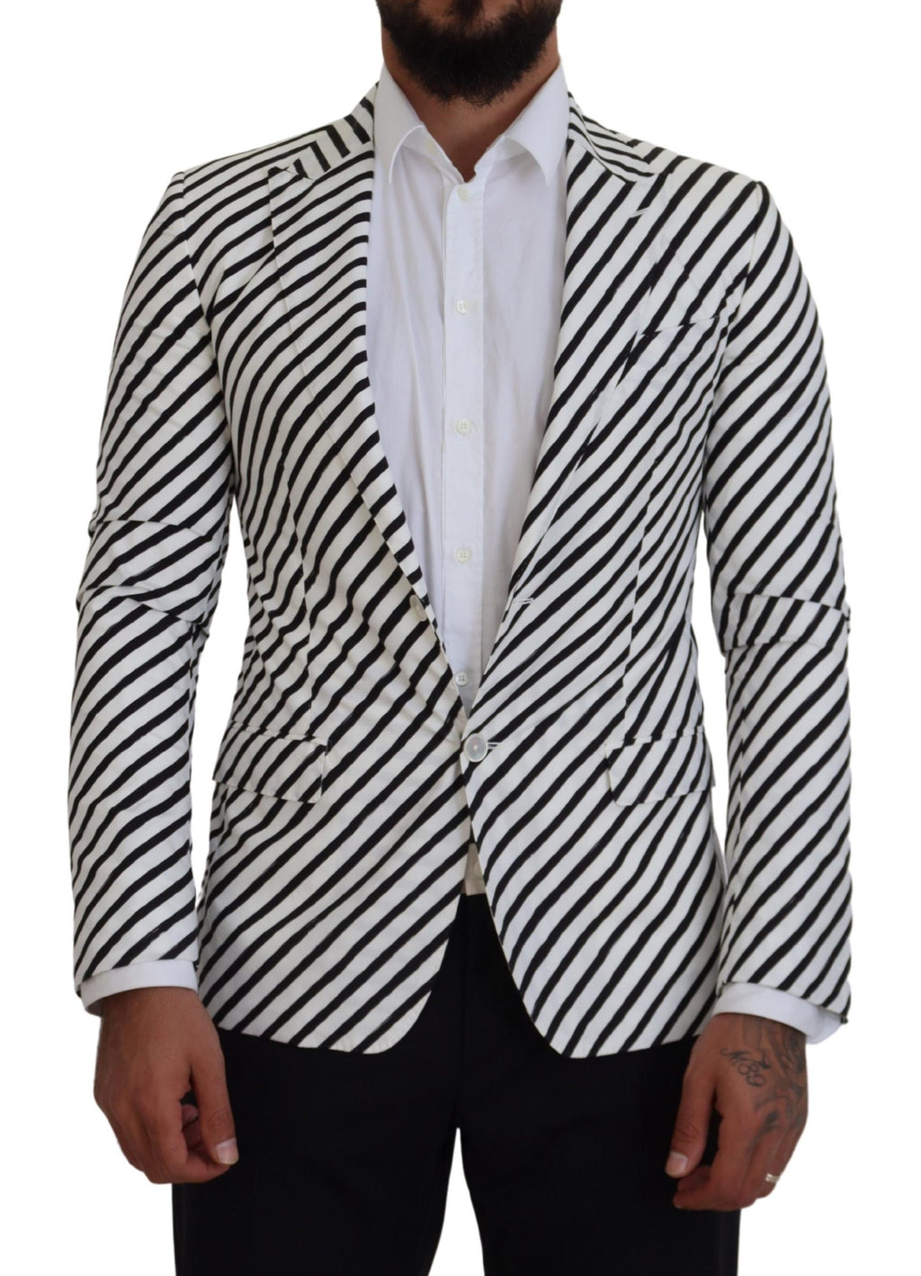 Dolce &amp; Gabbana Eleganter weiß gestreifter einreihiger Blazer