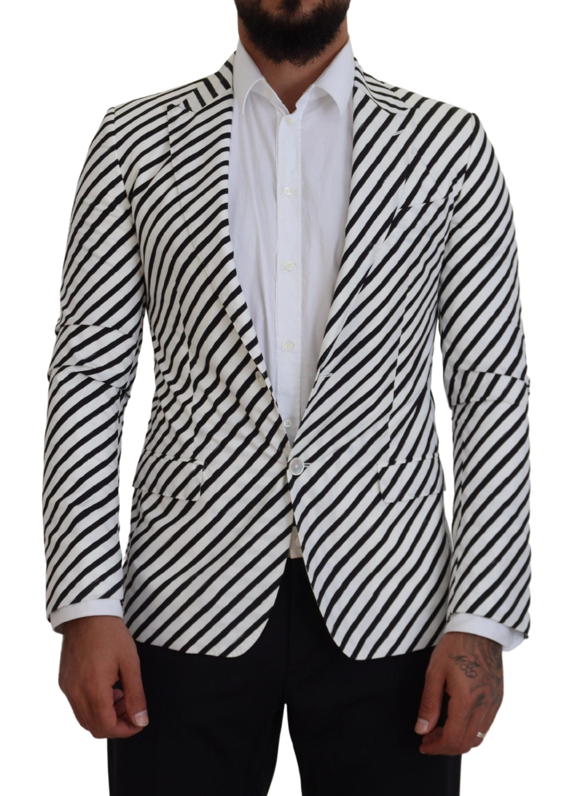 Dolce &amp; Gabbana Eleganter weiß gestreifter einreihiger Blazer