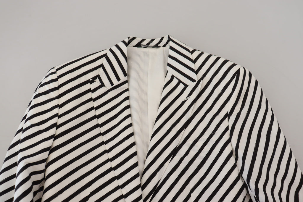 Dolce &amp; Gabbana Eleganter weiß gestreifter einreihiger Blazer