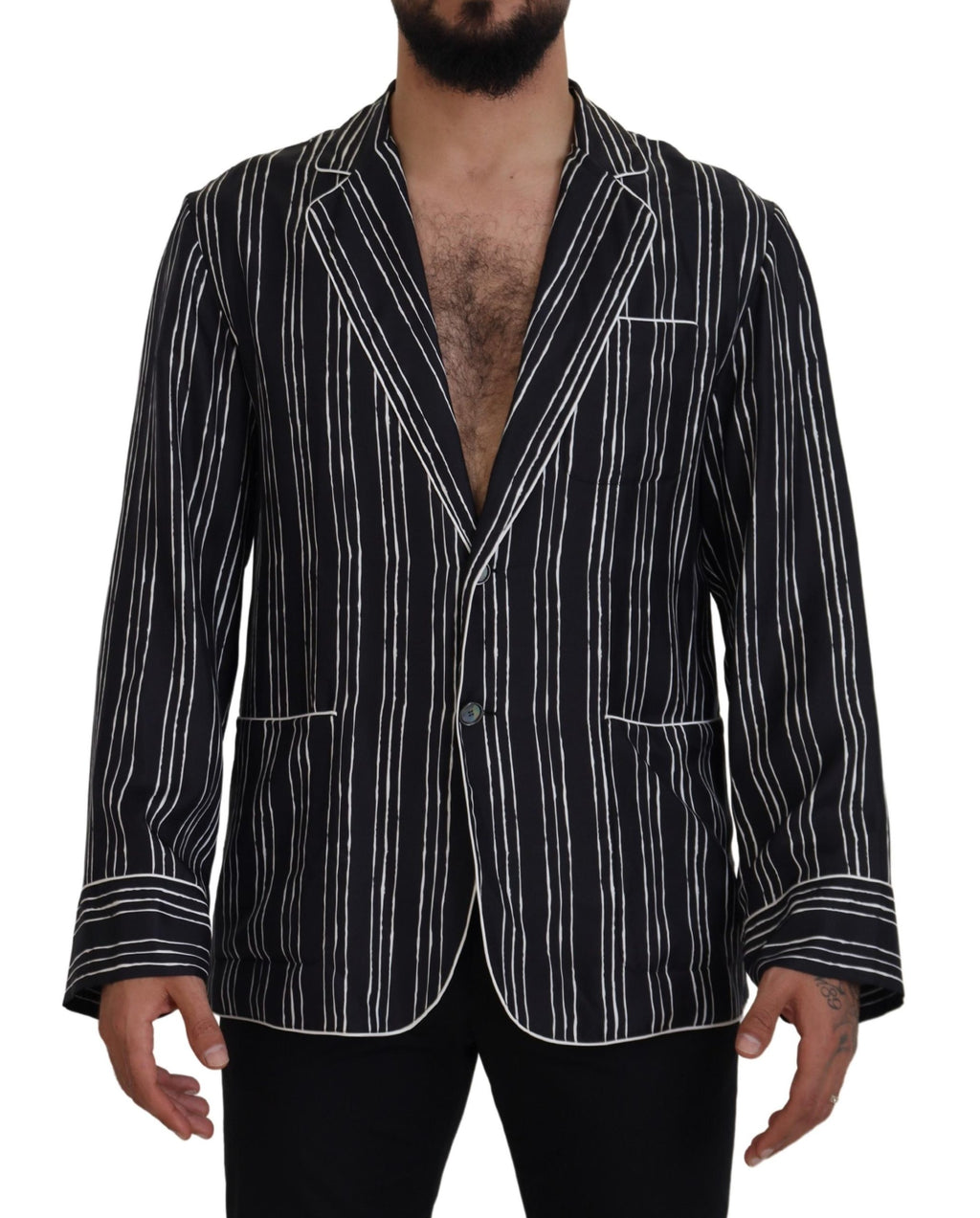 Dolce &amp; Gabbana Elegante Seiden-Pyjama-Oberteil-Lounge-Jacke