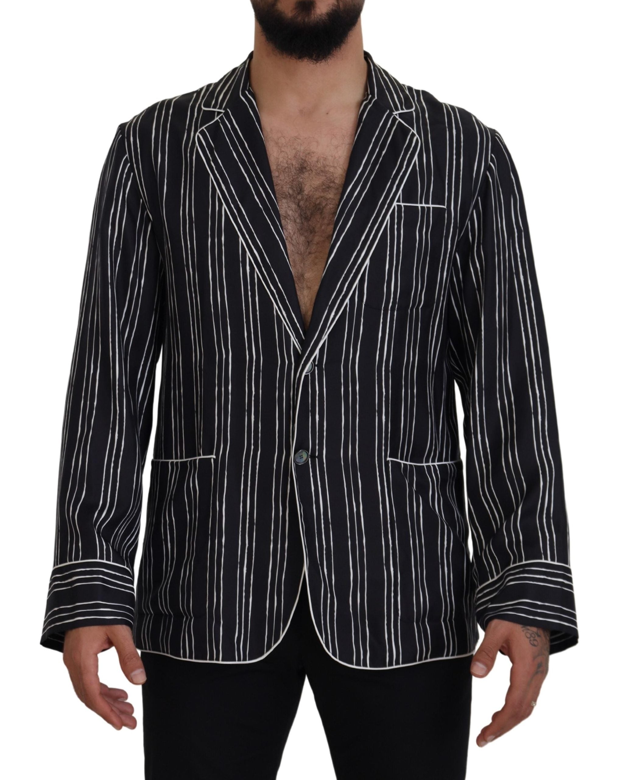 Dolce &amp; Gabbana Elegante Seiden-Pyjama-Oberteil-Lounge-Jacke