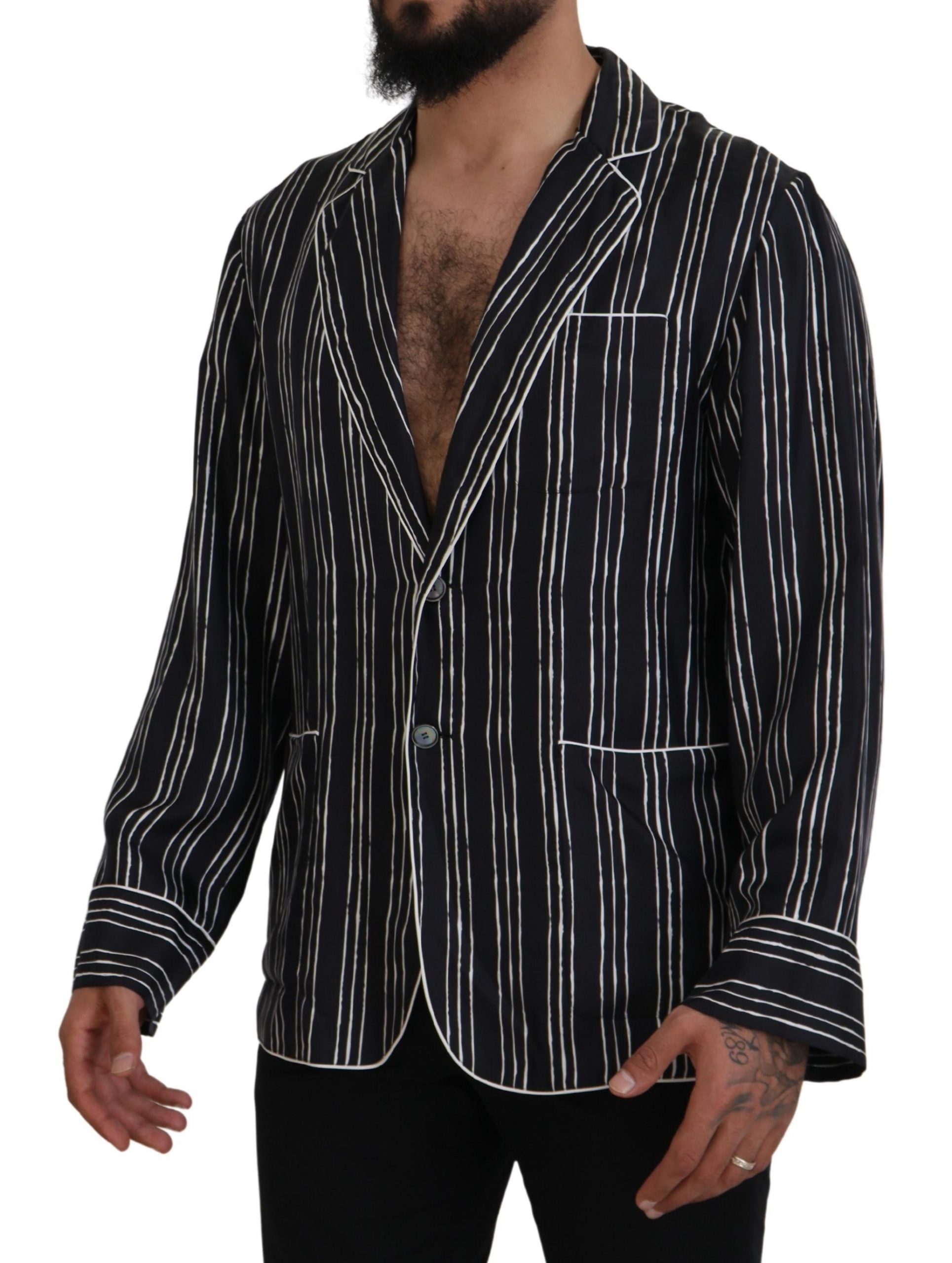 Dolce &amp; Gabbana Elegante Seiden-Pyjama-Oberteil-Lounge-Jacke