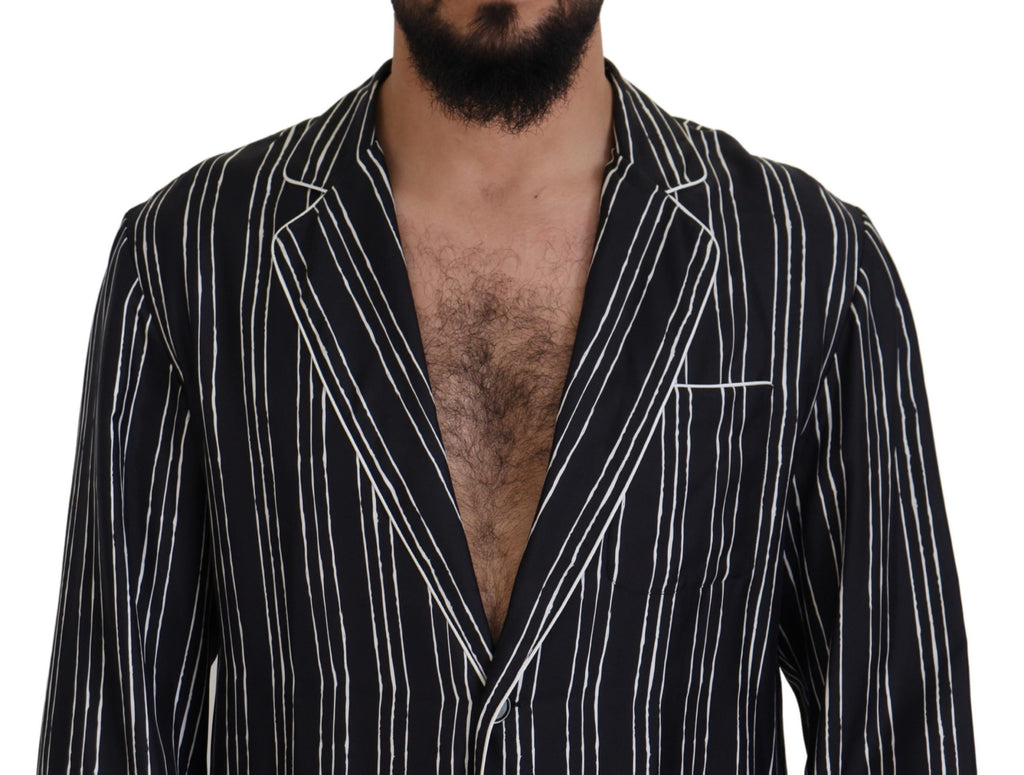 Dolce &amp; Gabbana Elegante Seiden-Pyjama-Oberteil-Lounge-Jacke