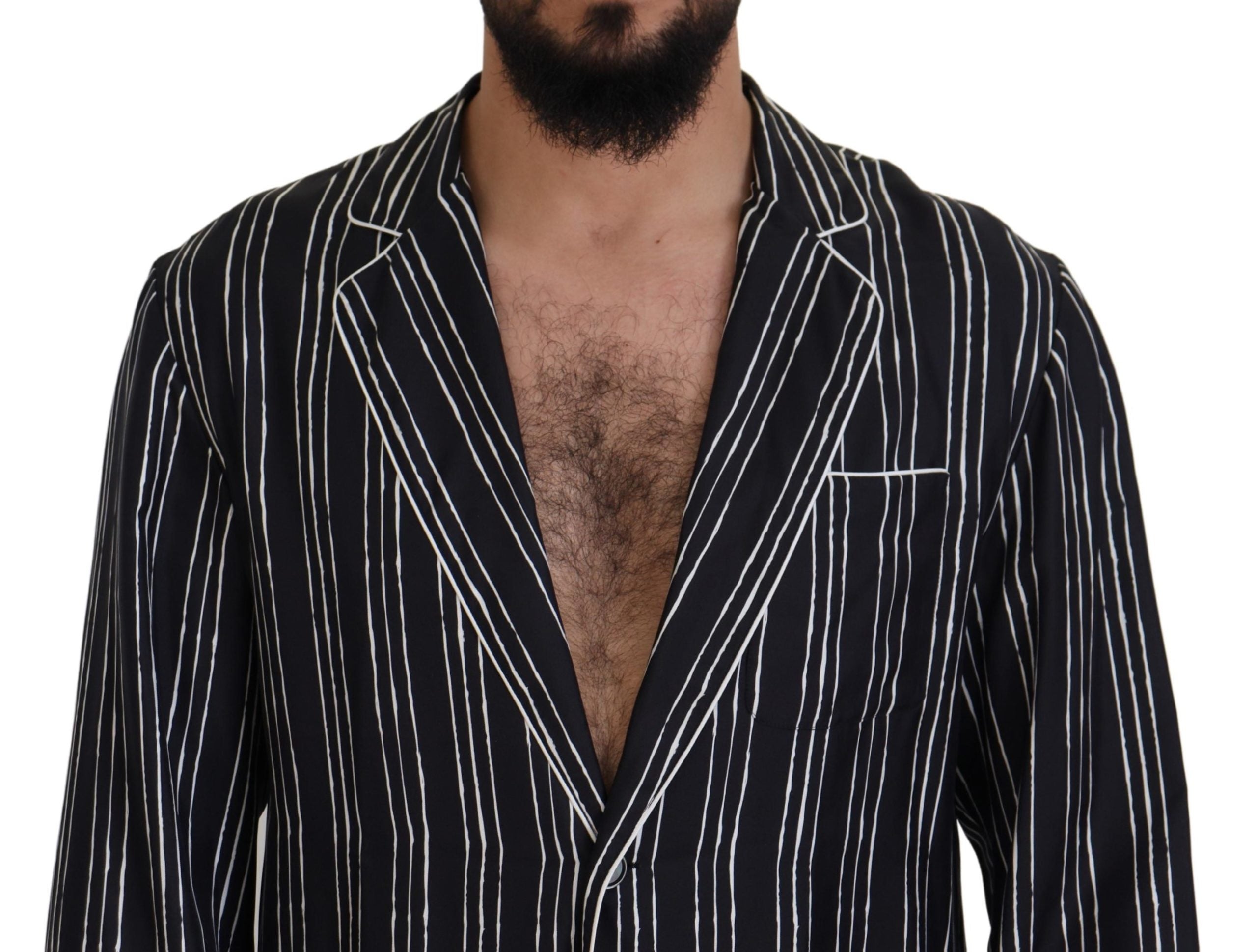 Dolce &amp; Gabbana Elegante Seiden-Pyjama-Oberteil-Lounge-Jacke