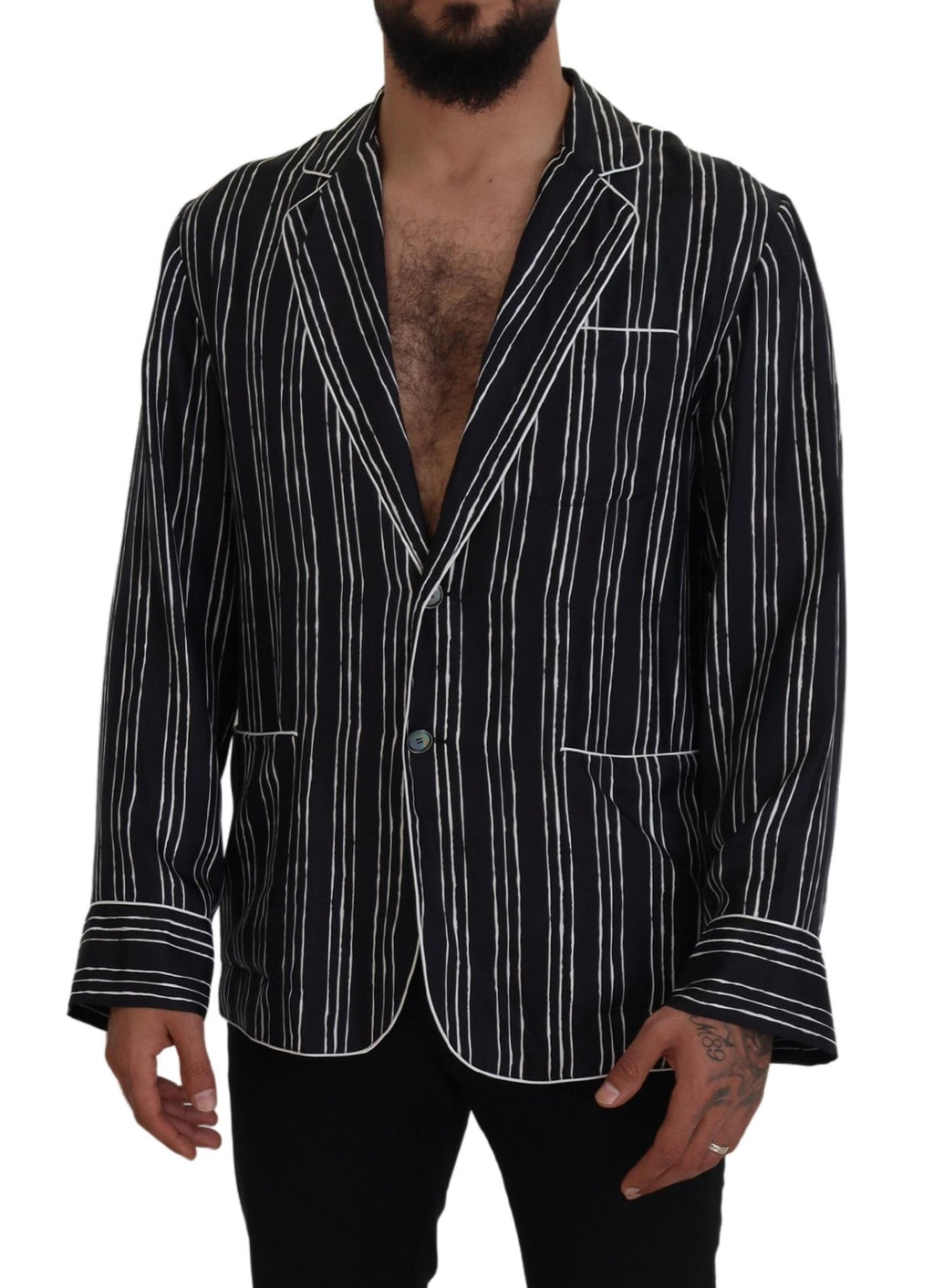 Dolce &amp; Gabbana Elegante Seiden-Pyjama-Oberteil-Lounge-Jacke