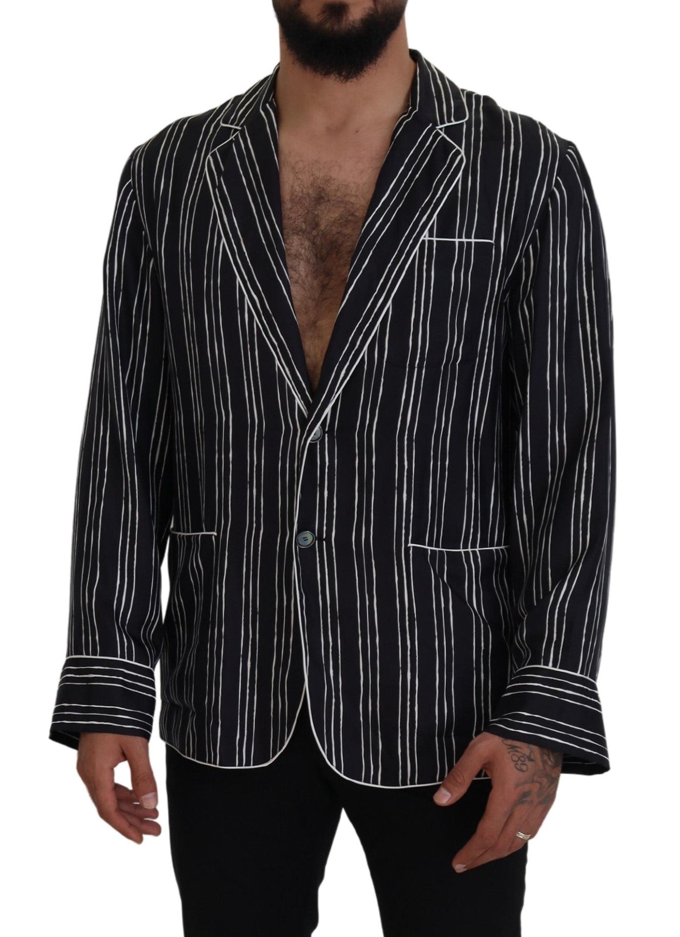 Dolce &amp; Gabbana Elegante Seiden-Pyjama-Oberteil-Lounge-Jacke