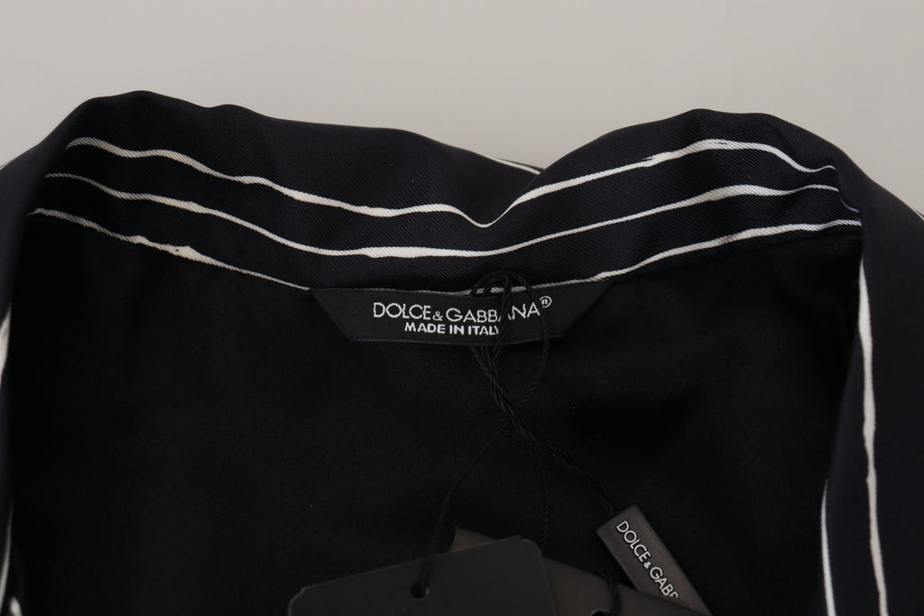 Dolce &amp; Gabbana Elegante Seiden-Pyjama-Oberteil-Lounge-Jacke