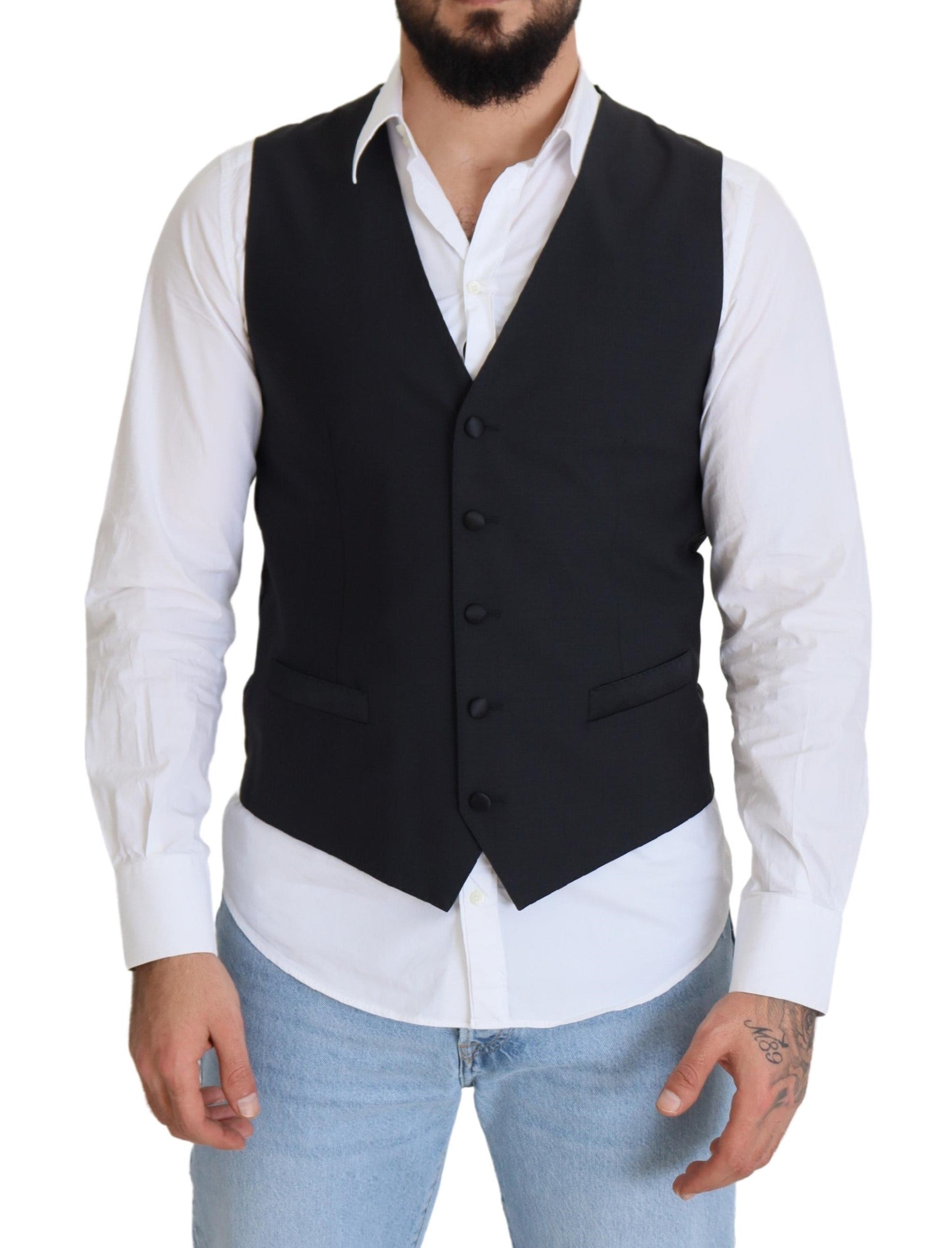 Dolce &amp; Gabbana Elegante schwarze einreihige Weste