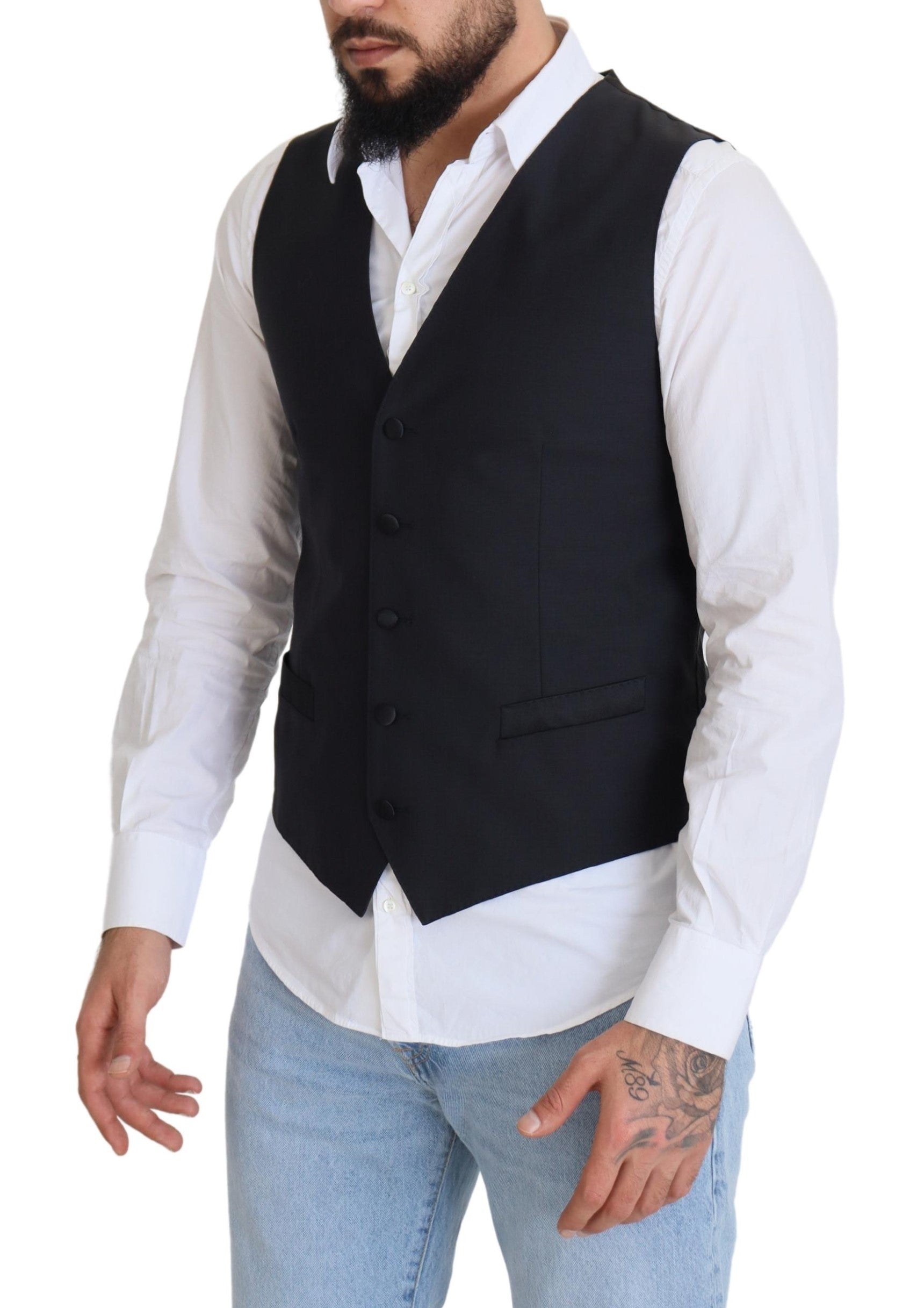 Dolce &amp; Gabbana Elegante schwarze einreihige Weste
