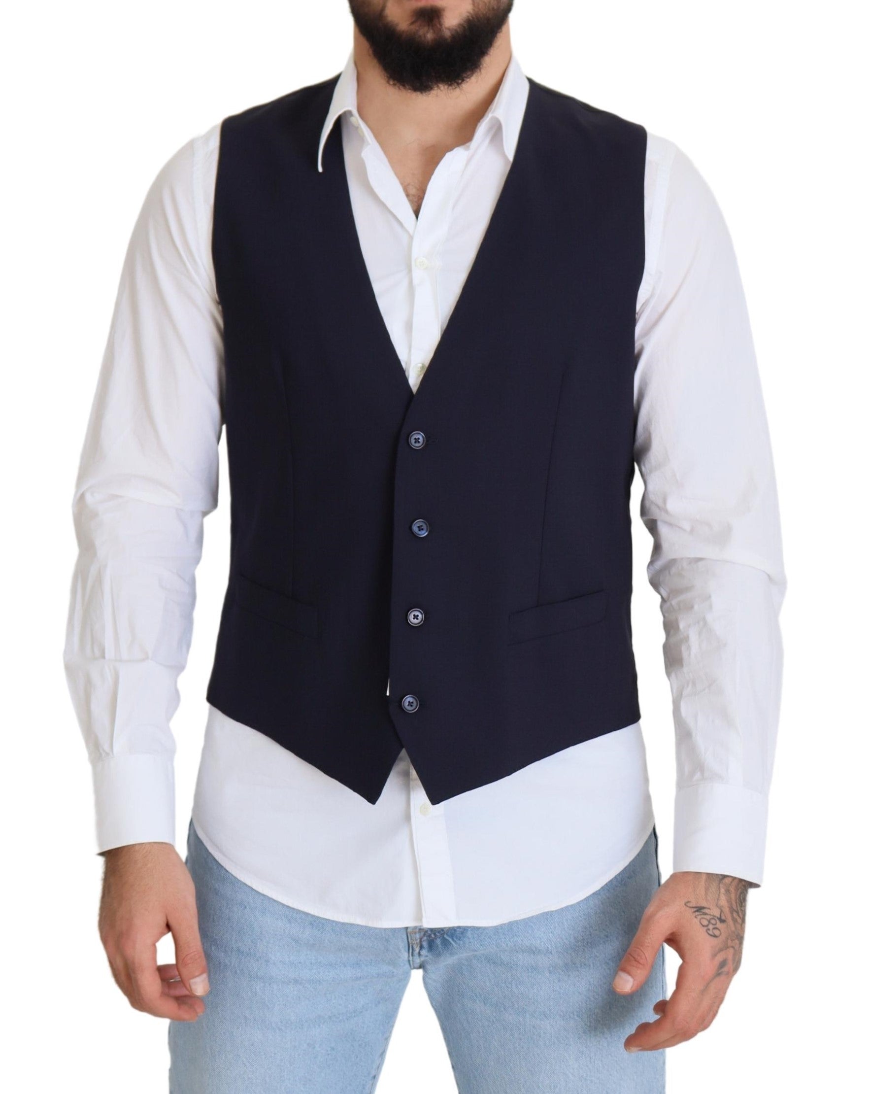 Dolce &amp; Gabbana Elegante dunkelblaue Weste für formelle Anlässe