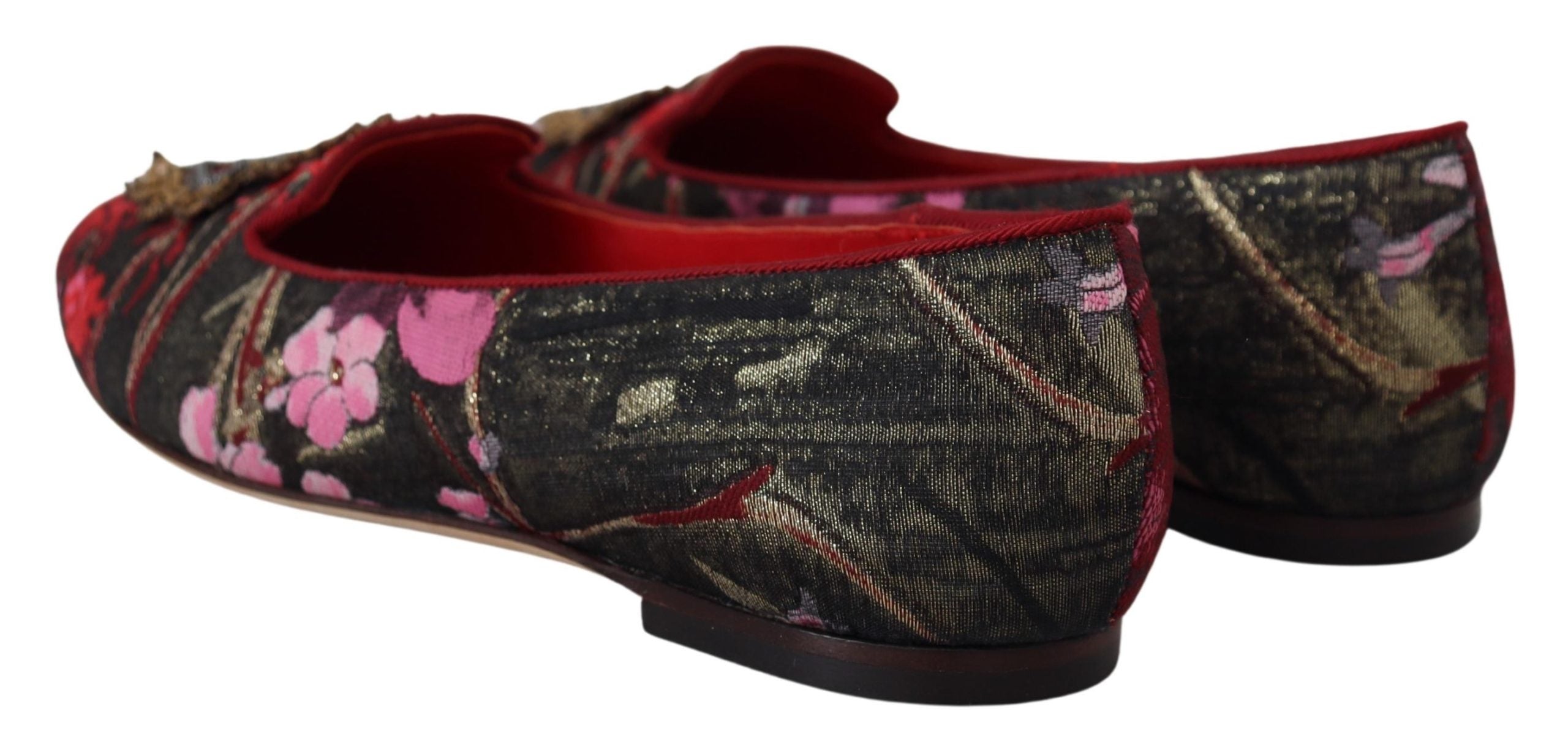 Dolce &amp; Gabbana – Mehrfarbige Ballerinas aus Leder und Stoff mit Herz-Jesu-Aufnäher