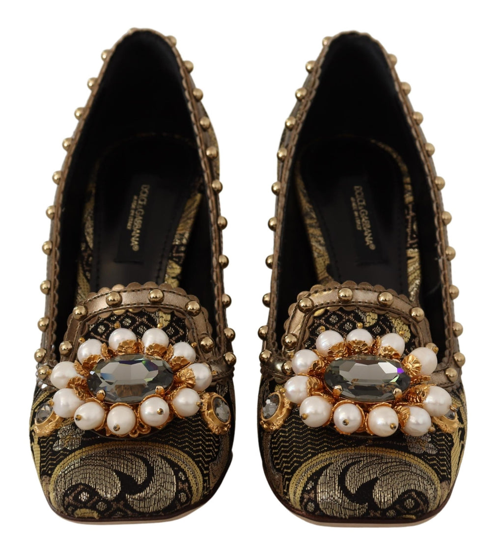 Dolce &amp; Gabbana Elegante Pumps aus goldenem Jacquardbrokat