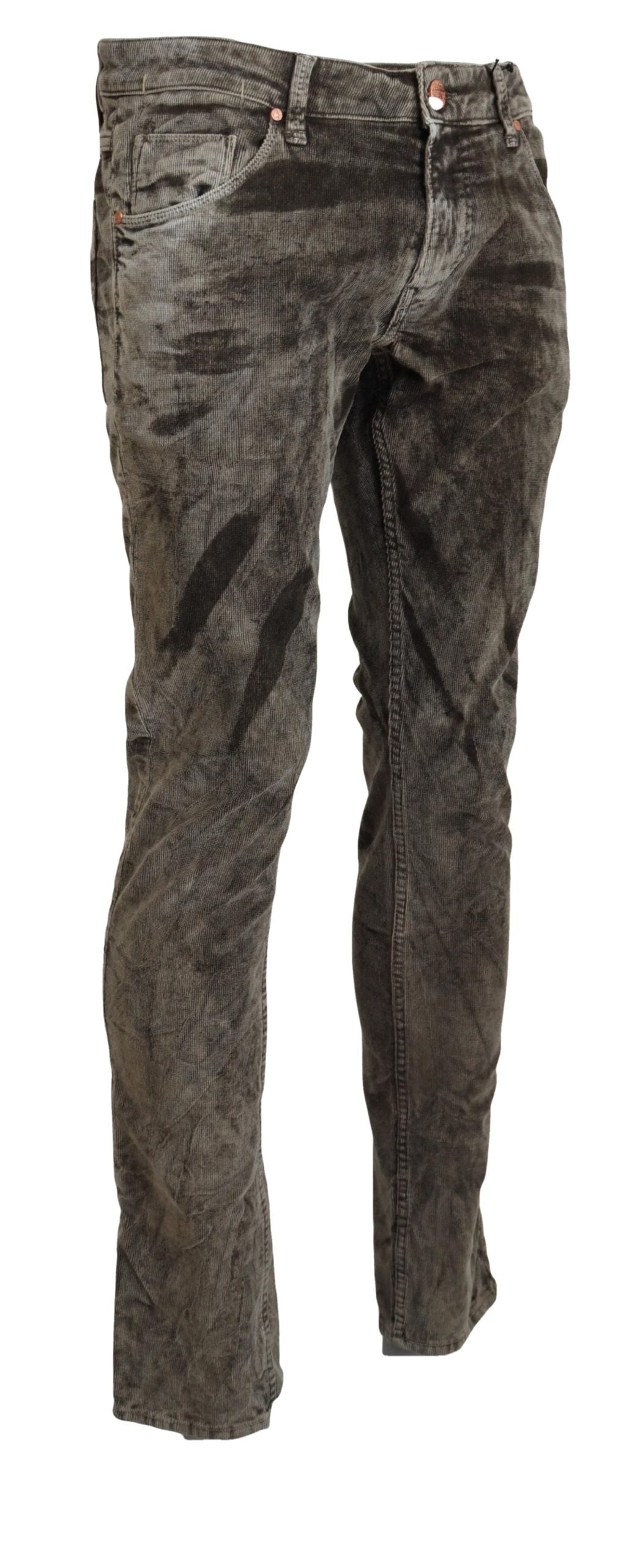Acht Elegante graue Cordhose mit modernem Twist